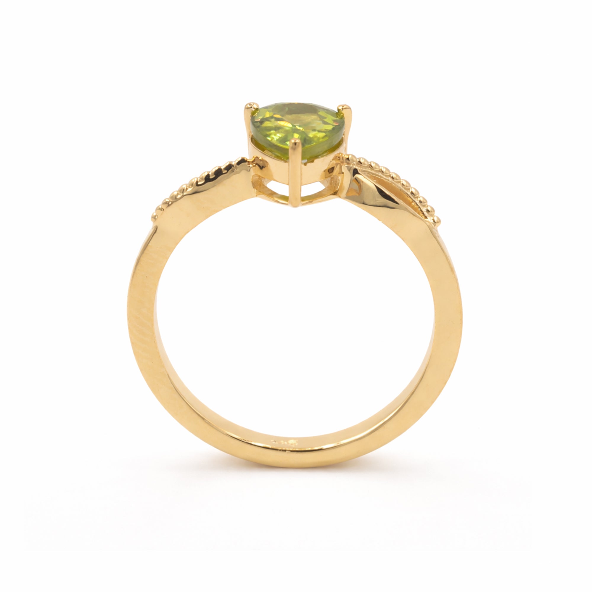 925 Silver Pear Peridot Classic Ring with Modern Minimal Design
