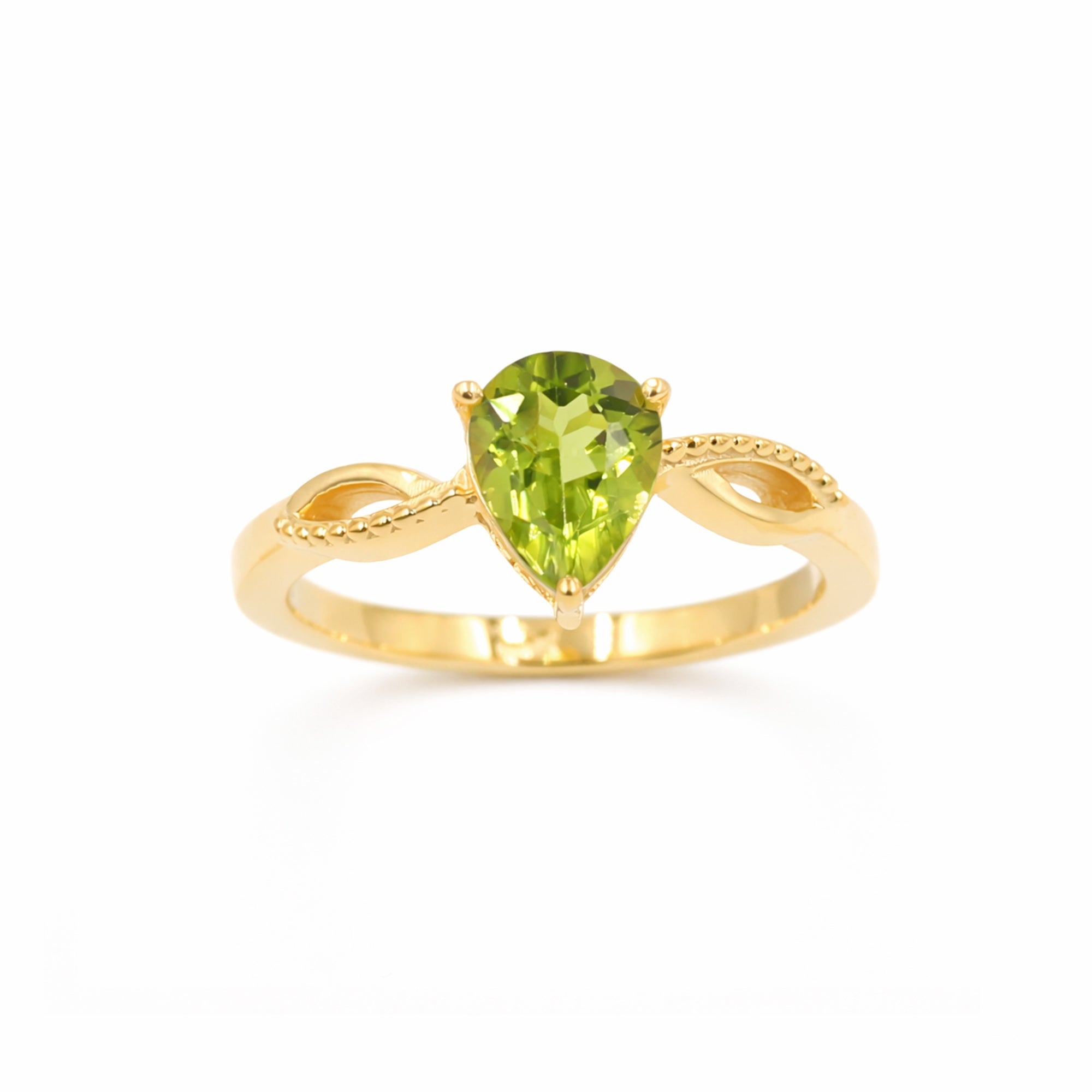 925 Silver Pear Peridot Classic Ring with Modern Minimal Design