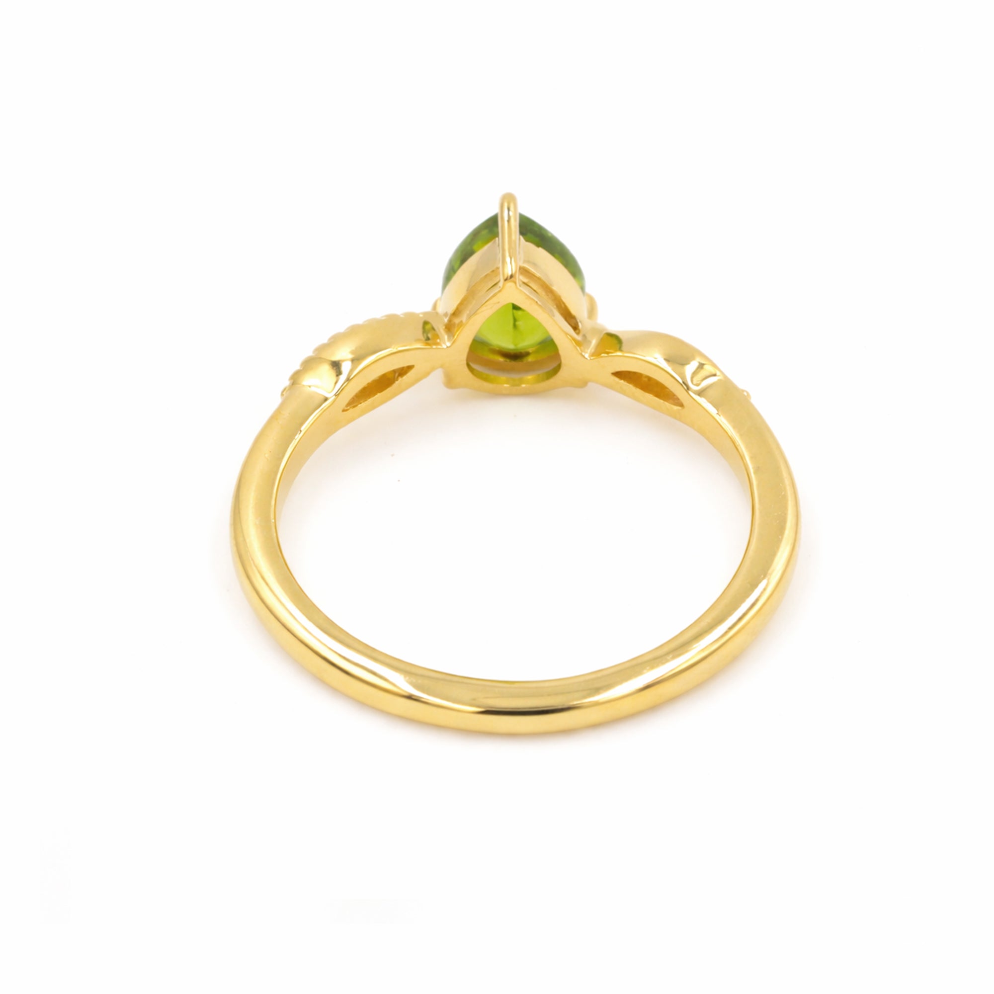 925 Silver Pear Peridot Classic Ring with Modern Minimal Design