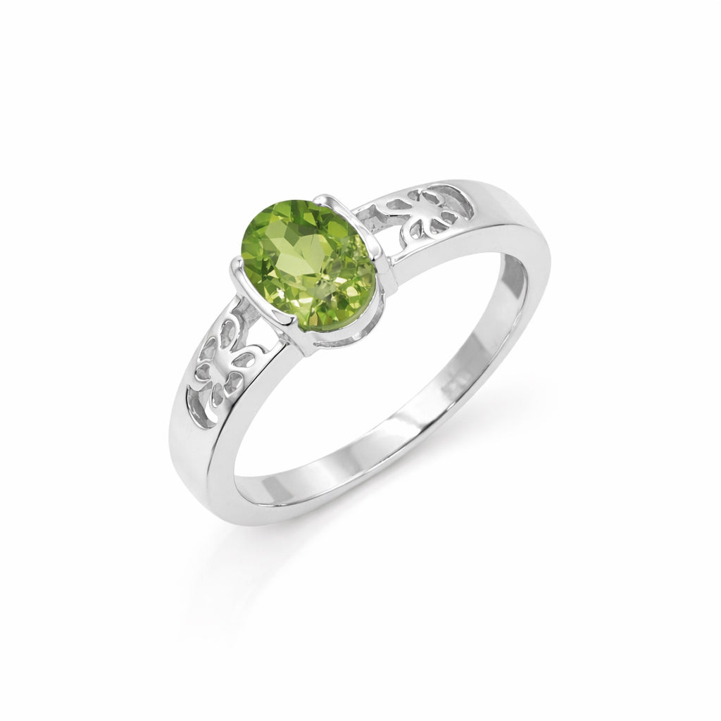 925 Silver Peridot Butterfly Band Ring with Modern Designer Finish