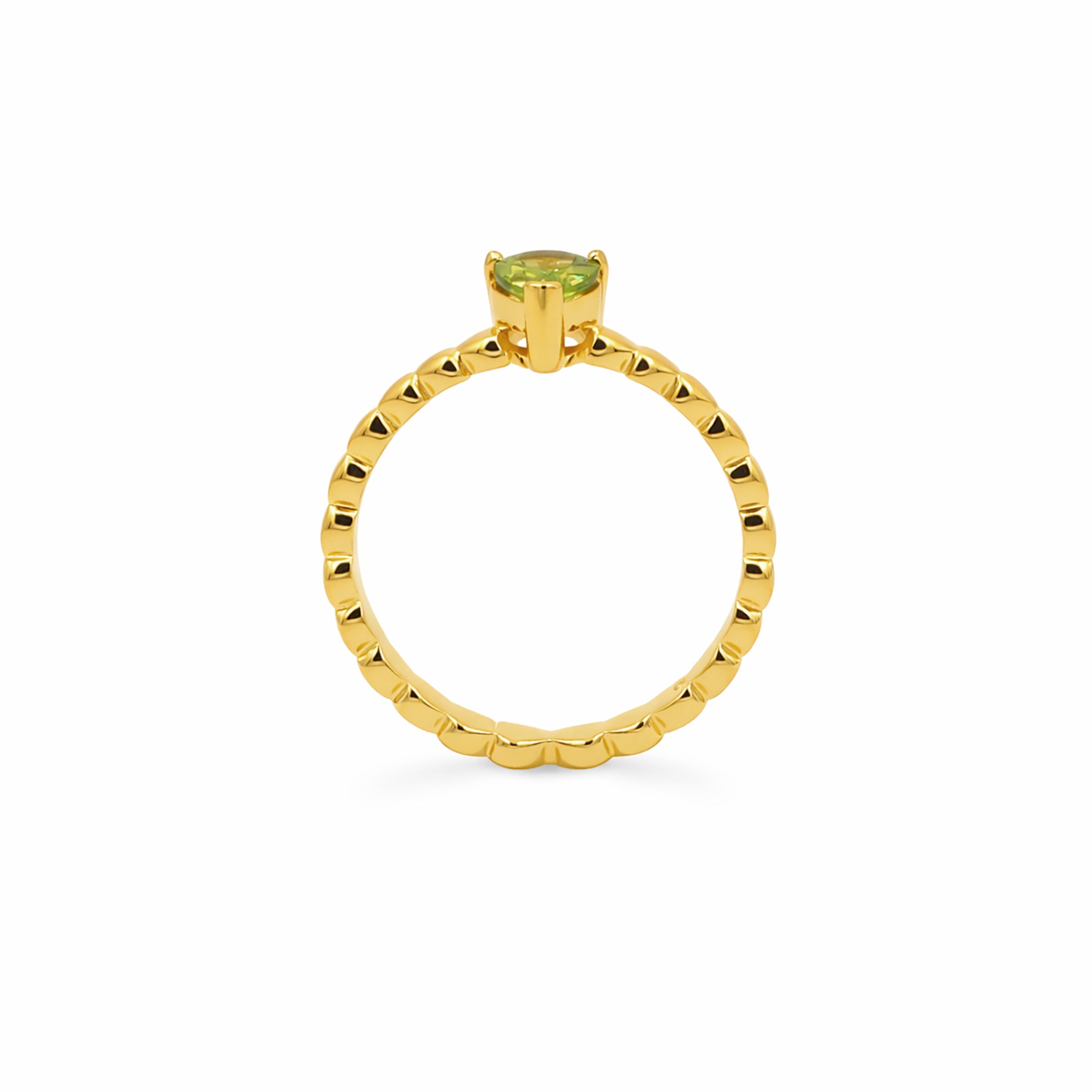 925 Silver Pear Peridot Heart Band Ring with Elegant Designer Finish