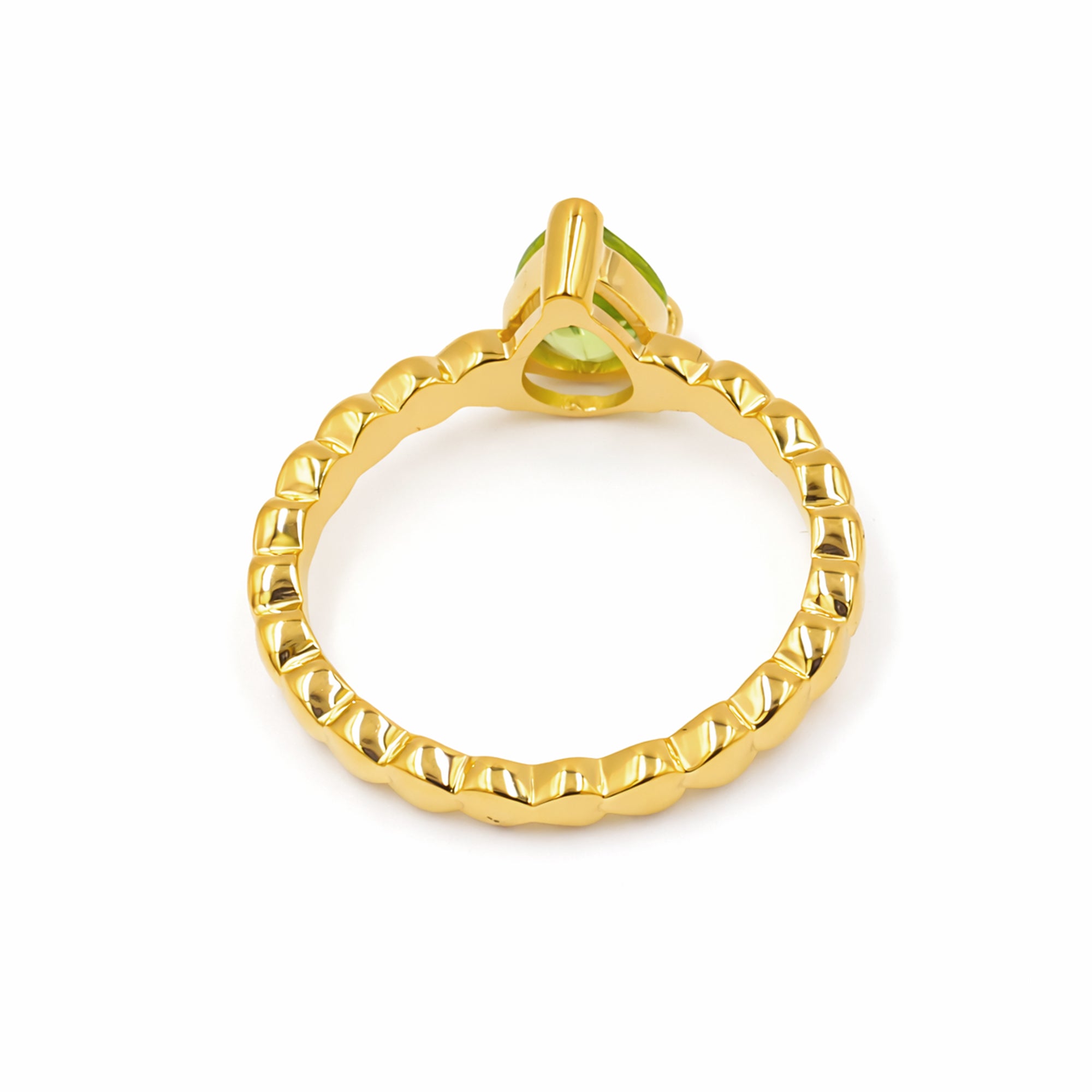 925 Silver Pear Peridot Heart Band Ring with Elegant Designer Finish