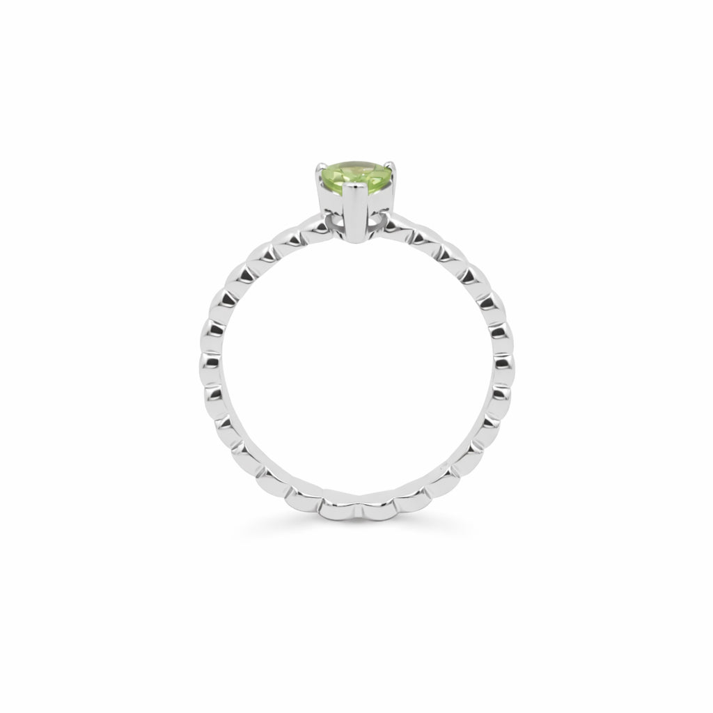 925 Silver Pear Peridot Heart Band Ring with Elegant Designer Finish