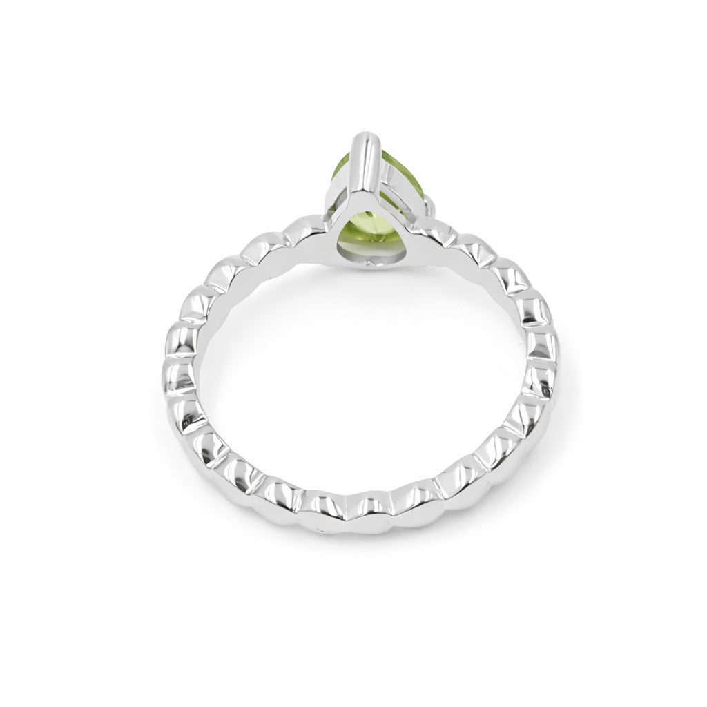 925 Silver Pear Peridot Heart Band Ring with Elegant Designer Finish