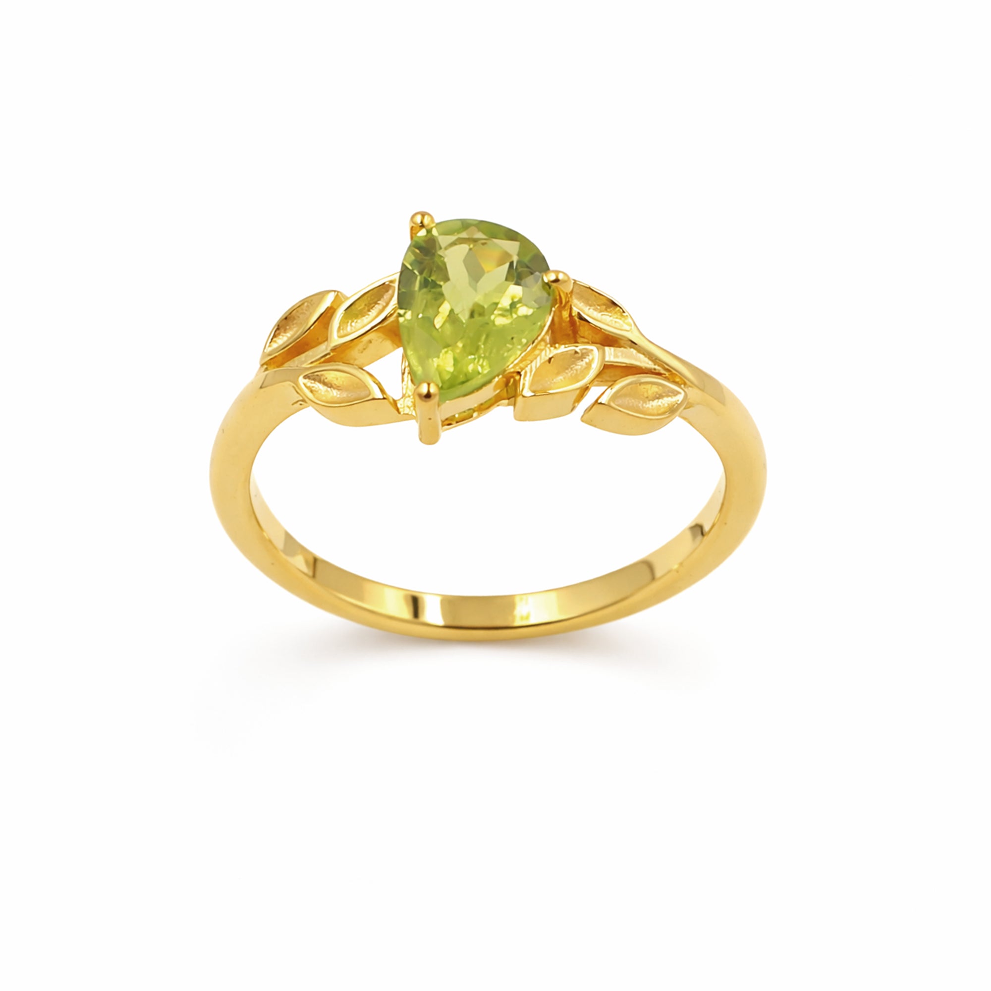 Silver 925 Leaf-Inspired Peridot Ring