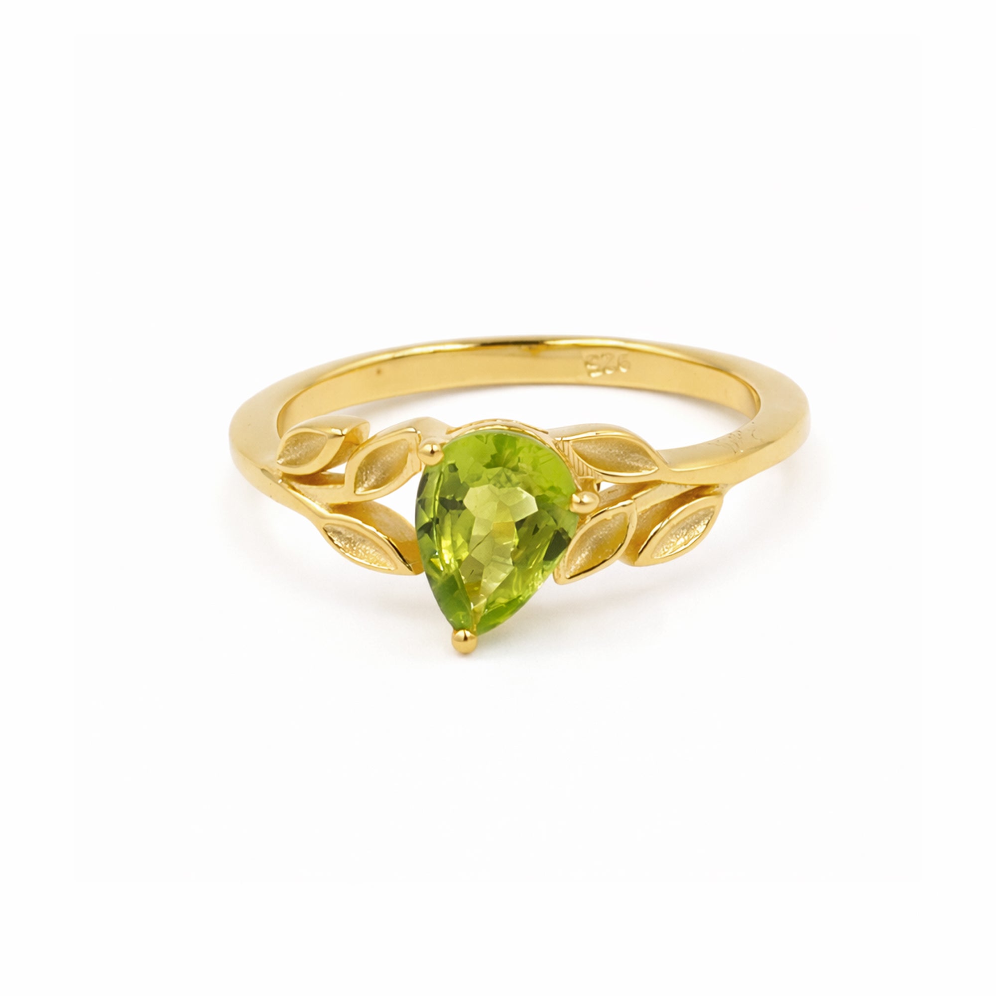 Silver 925 Leaf-Inspired Peridot Ring
