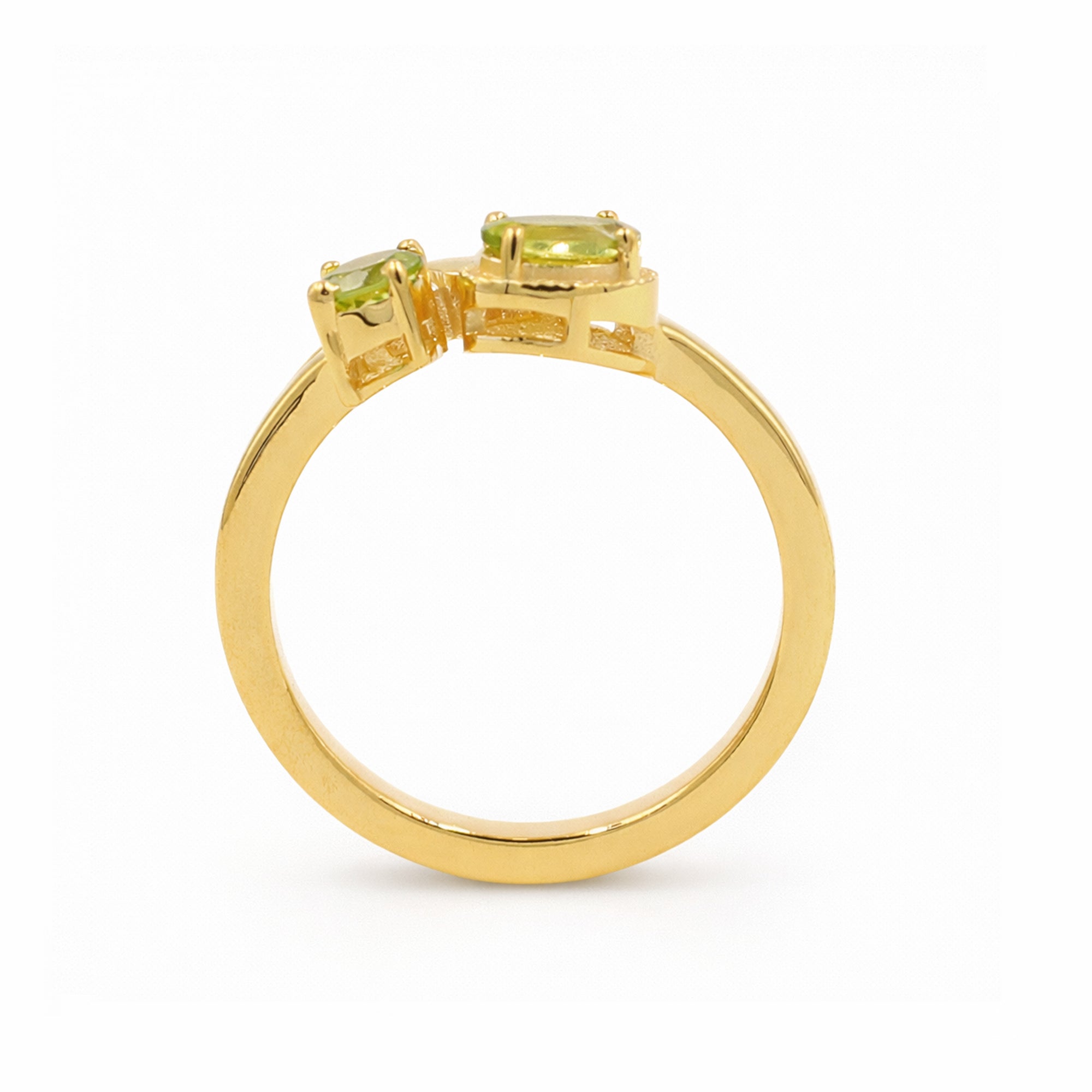 Silver 925 Butterfly Peridot Ring with Round & Oval Stones