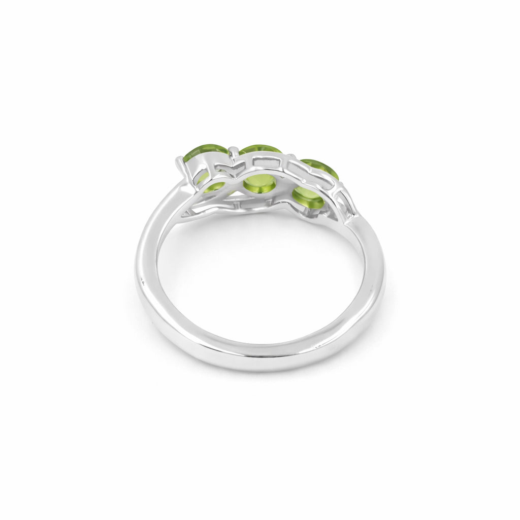 Silver 925 Peridot Trilogy Ring – Three Stone Designer