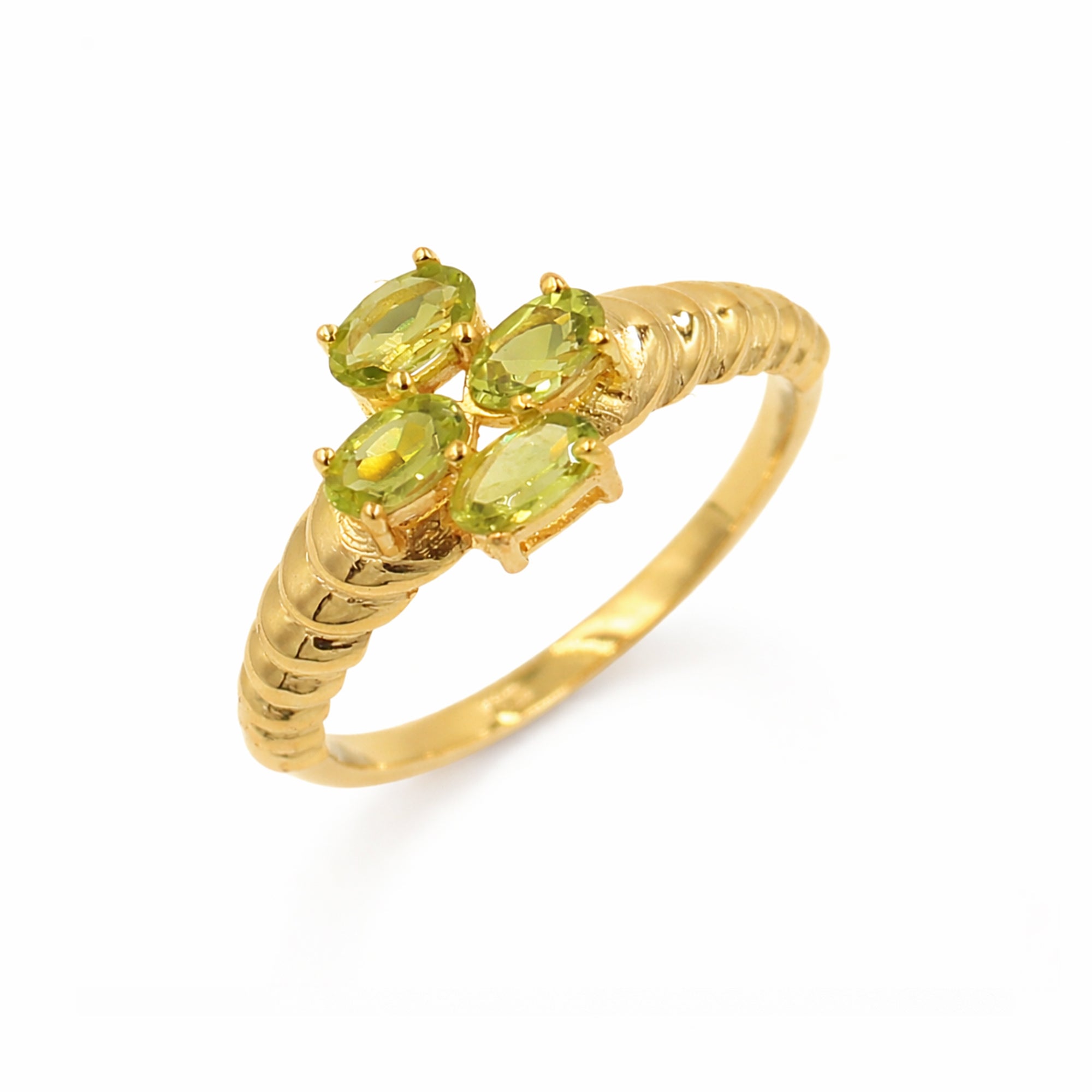 Silver 925 Four Stone Peridot Ring Symbolic Designer Ring