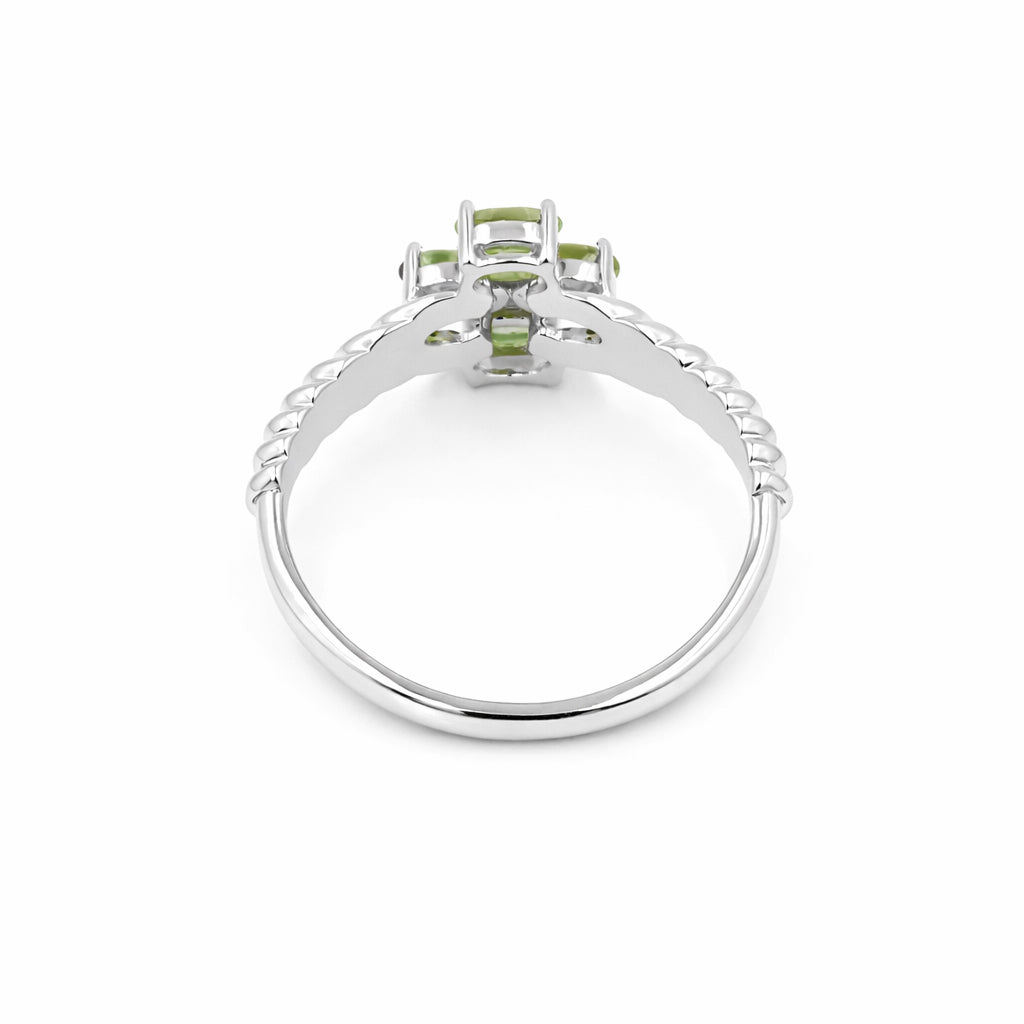 Silver 925 Four Stone Peridot Ring Symbolic Designer Ring