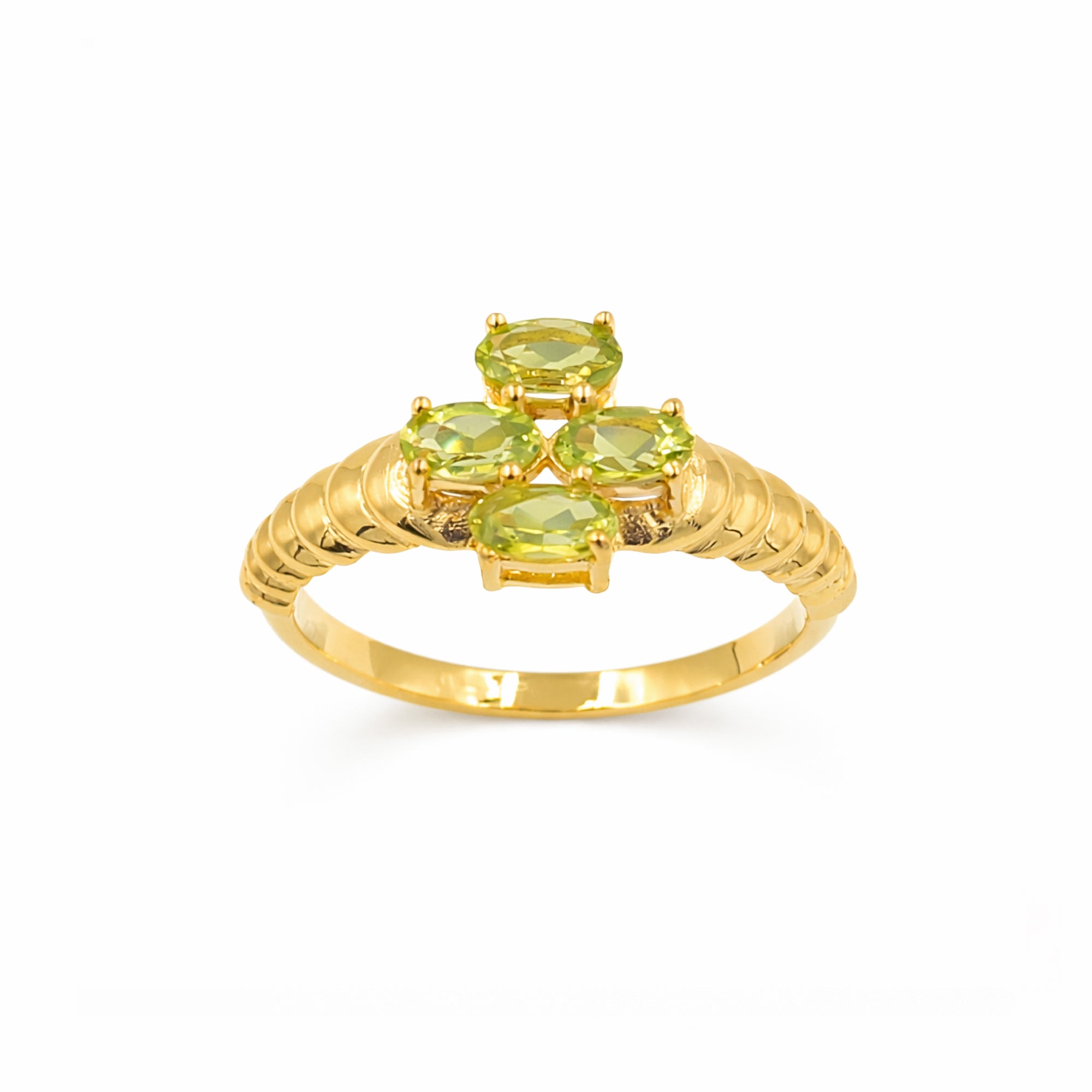Silver 925 Four Stone Peridot Ring Symbolic Designer Ring