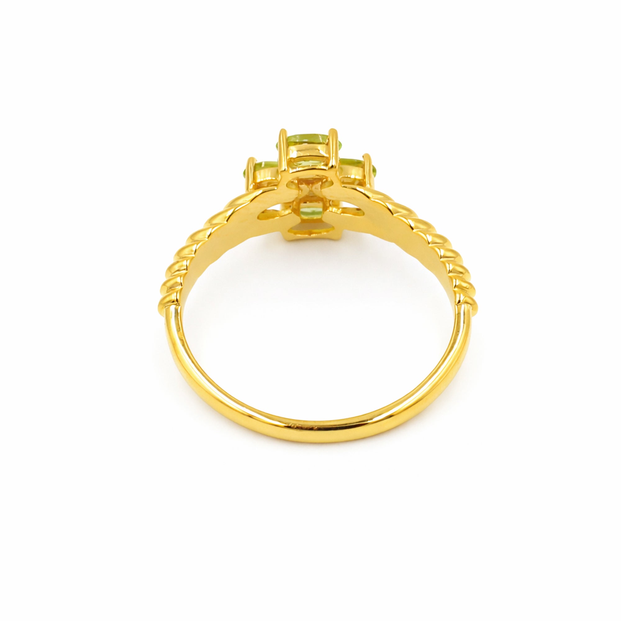 Silver 925 Four Stone Peridot Ring Symbolic Designer Ring