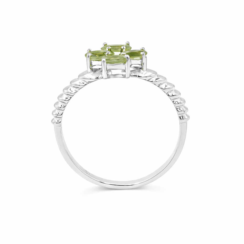 Silver 925 Four Stone Peridot Ring Symbolic Designer Ring