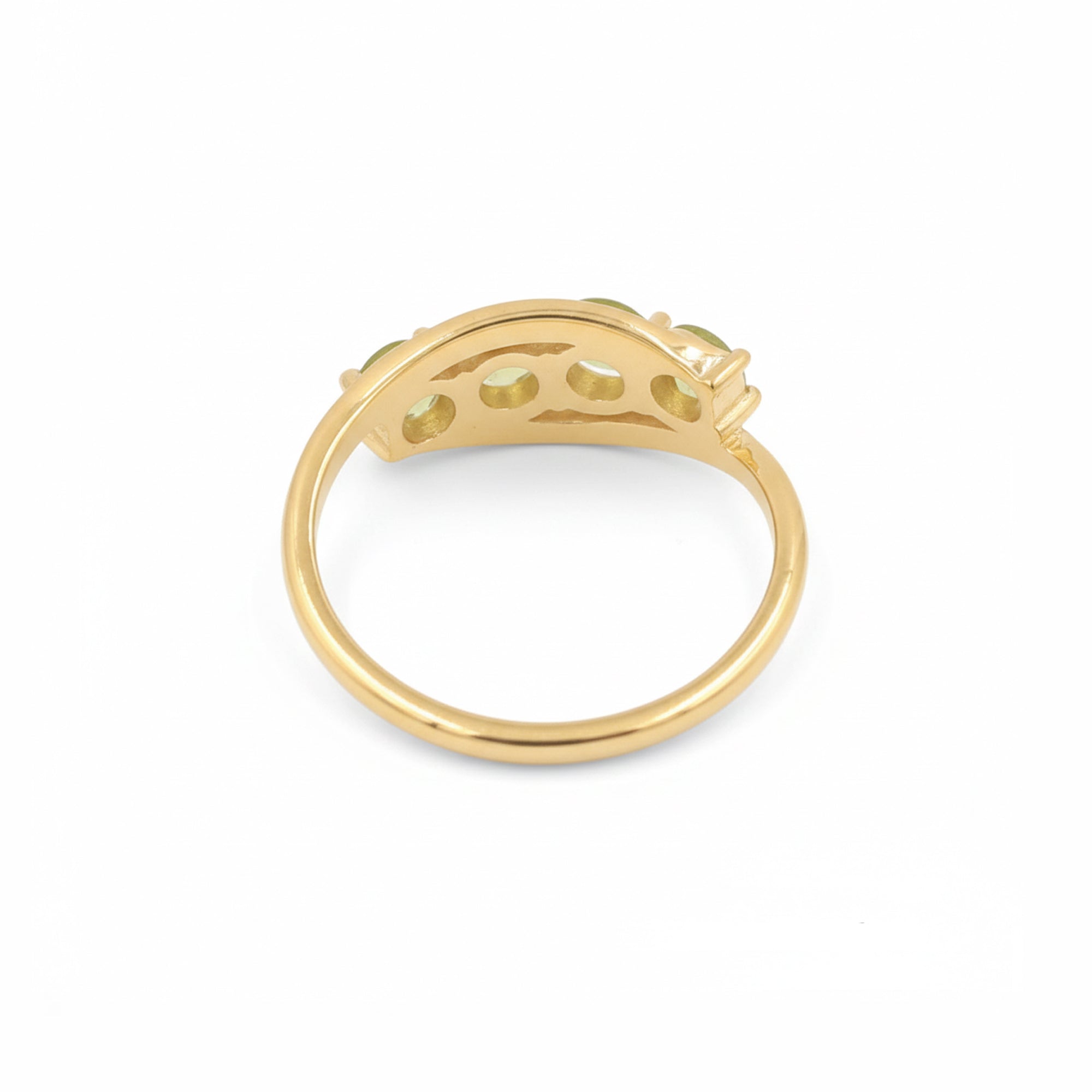 Four Stone Peridot Ring with Layered Band in 925 Silver
