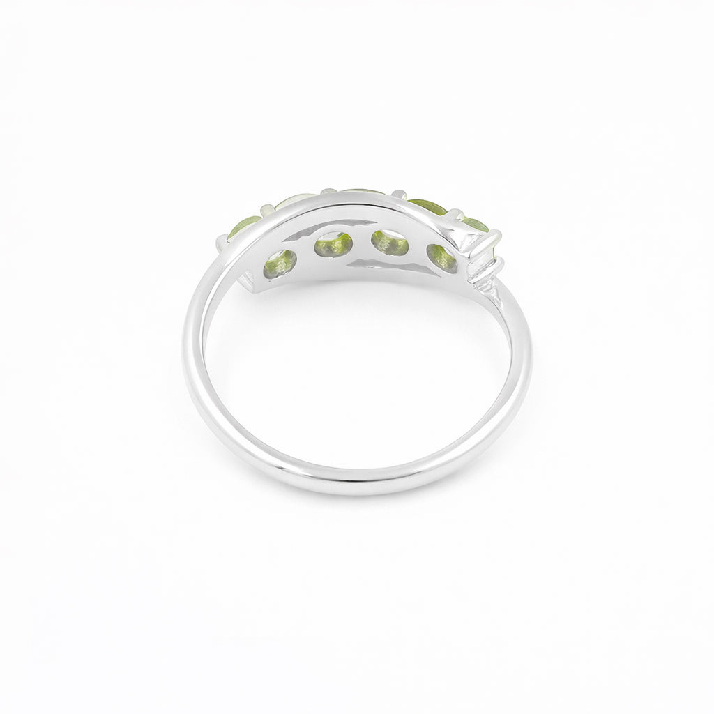 Four Stone Peridot Ring with Layered Band in 925 Silver