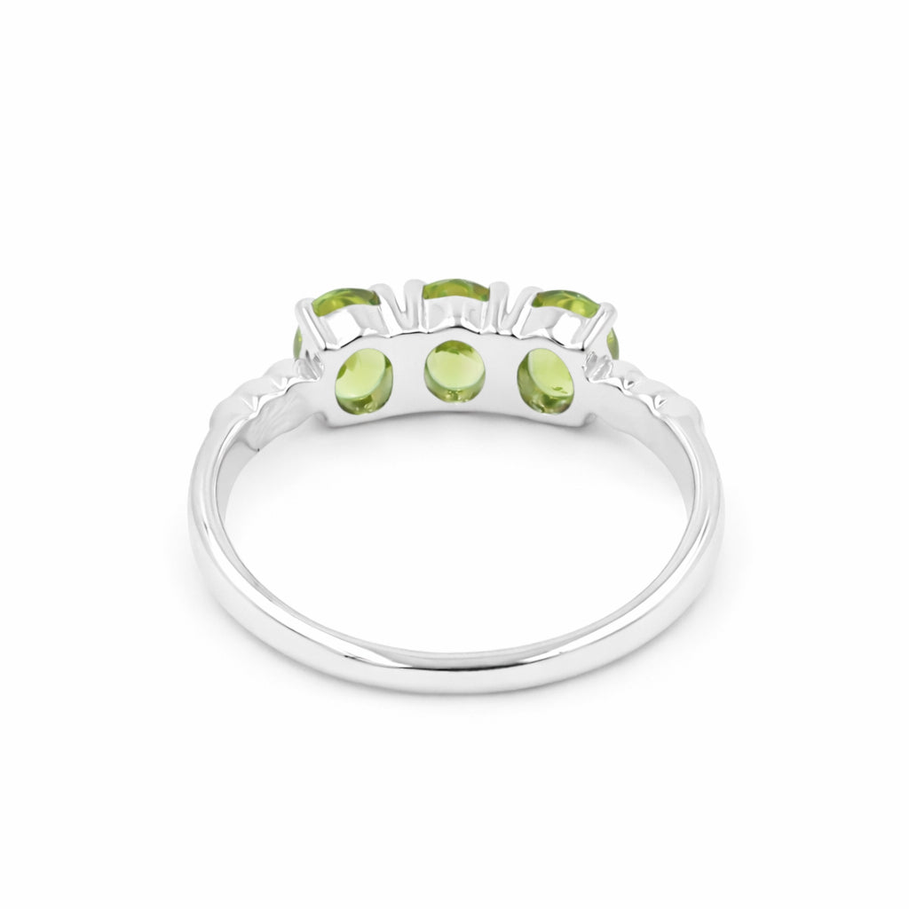 Oval Cut Peridot Heart Detail Ring in 925 Silver