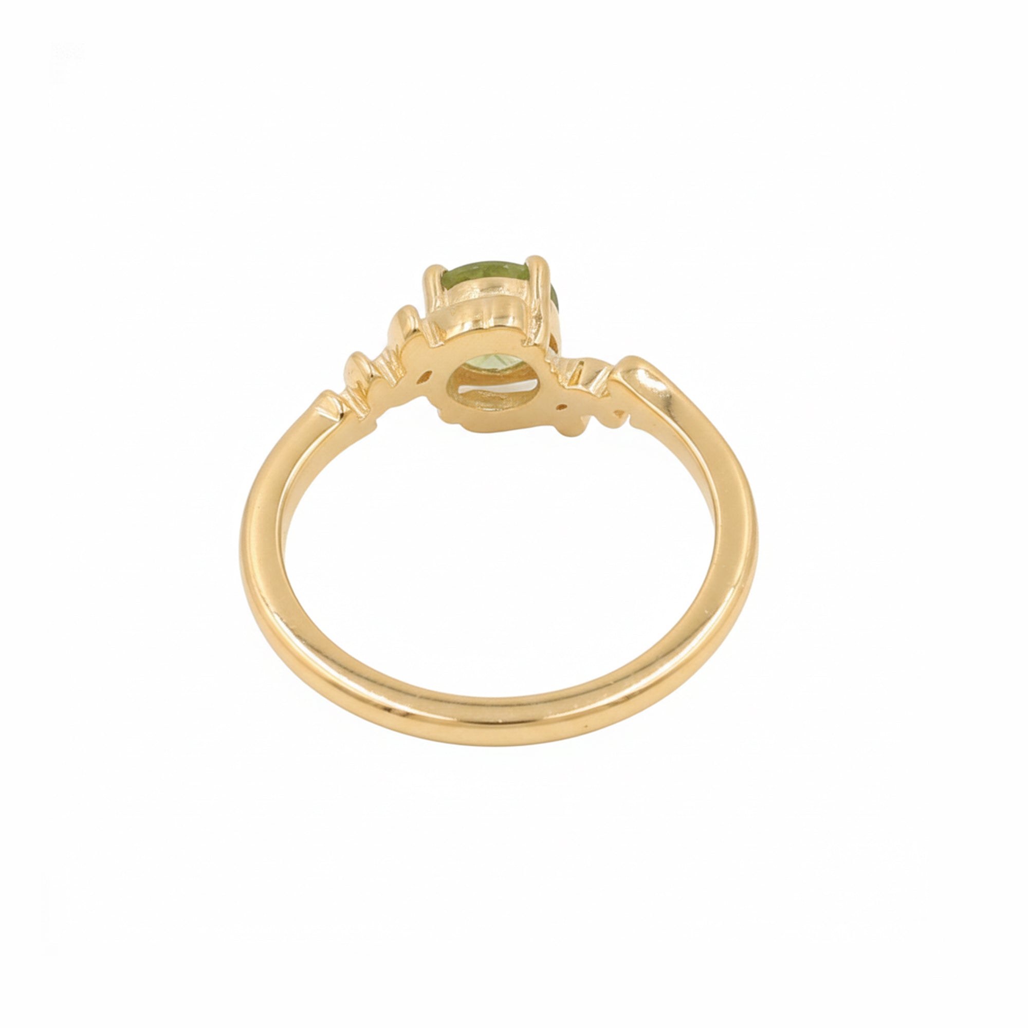 925 Silver Peridot Vine Climber Ring with Round Green Gemstone