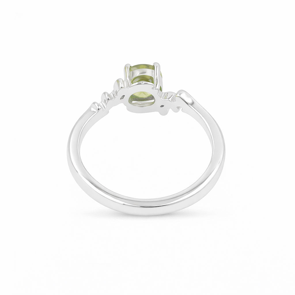 925 Silver Peridot Vine Climber Ring with Round Green Gemstone
