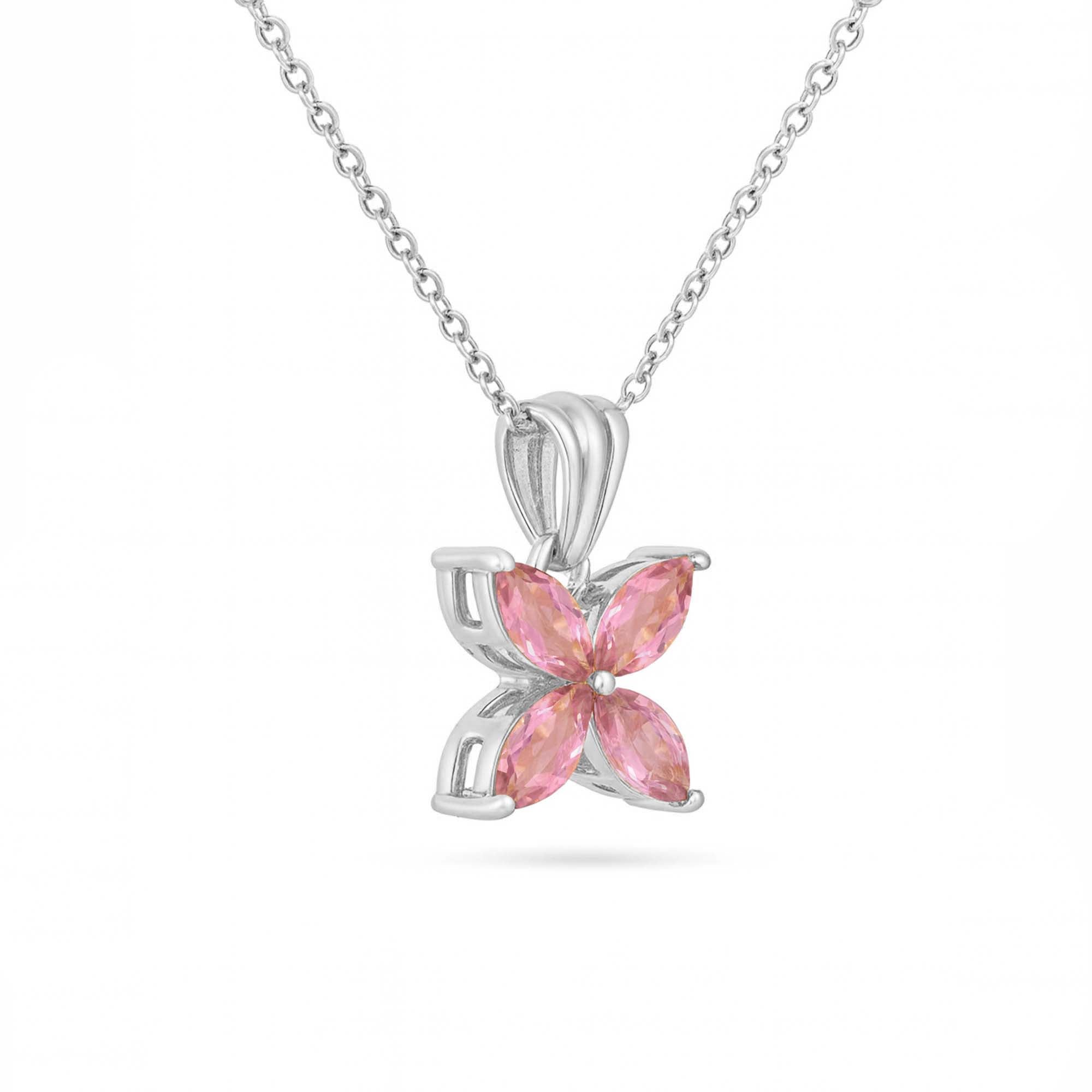 Pink Tourmaline Marquise Pendant with Prong Setting
