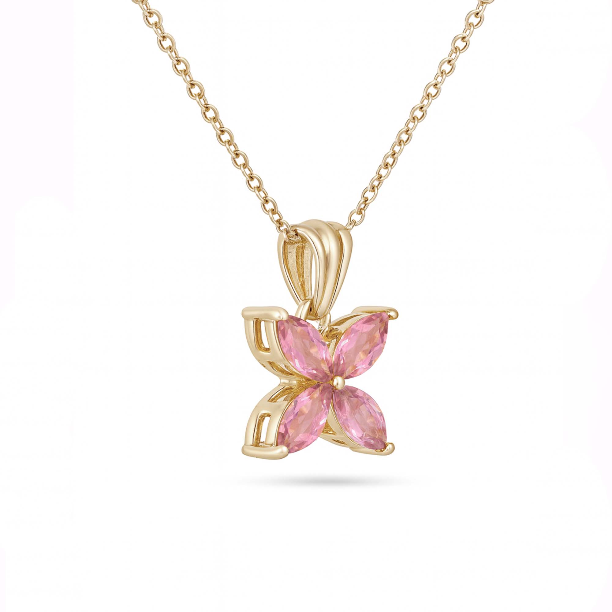 Pink Tourmaline Marquise Pendant with Prong Setting