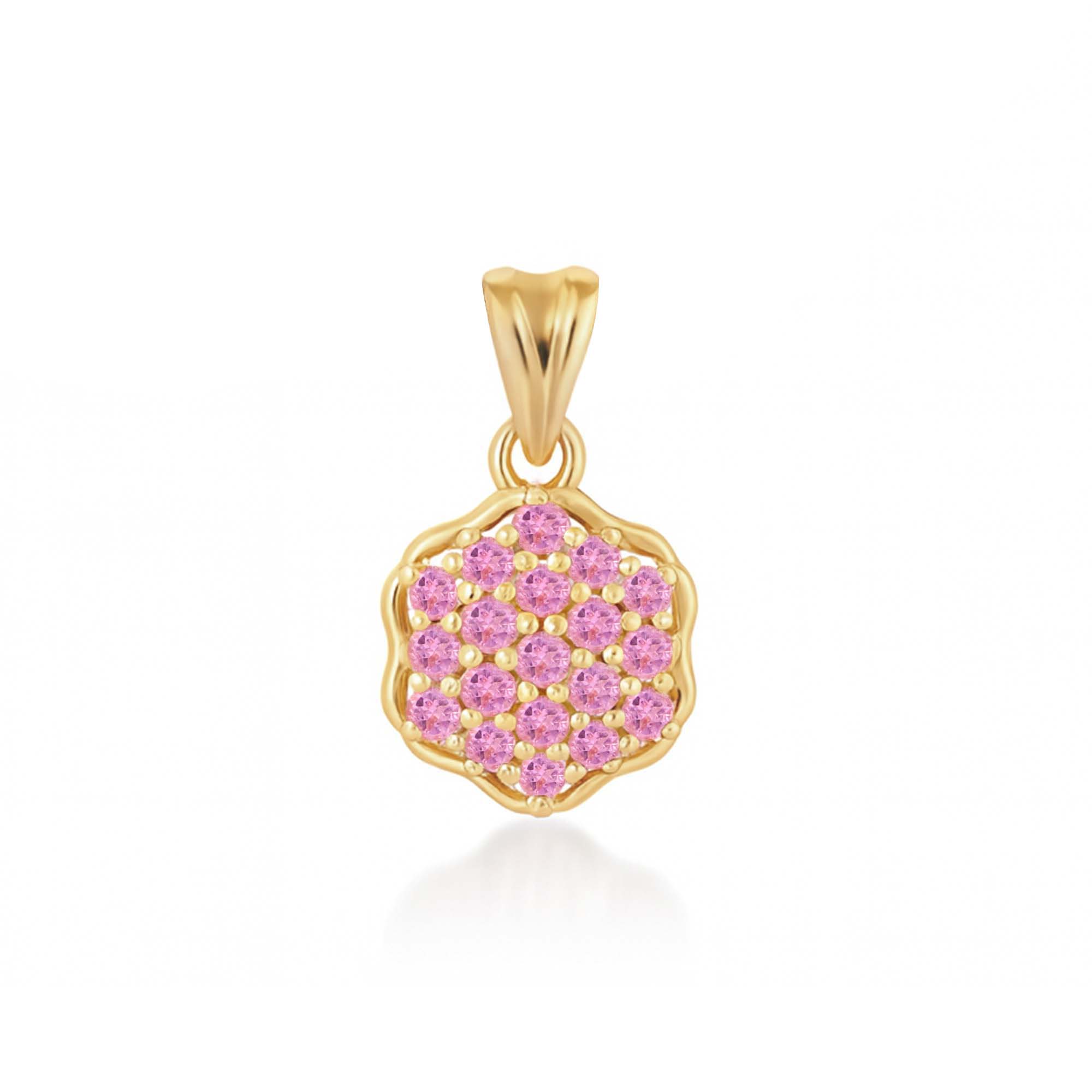 Pink Tourmaline Round Pendant with Prong Setting