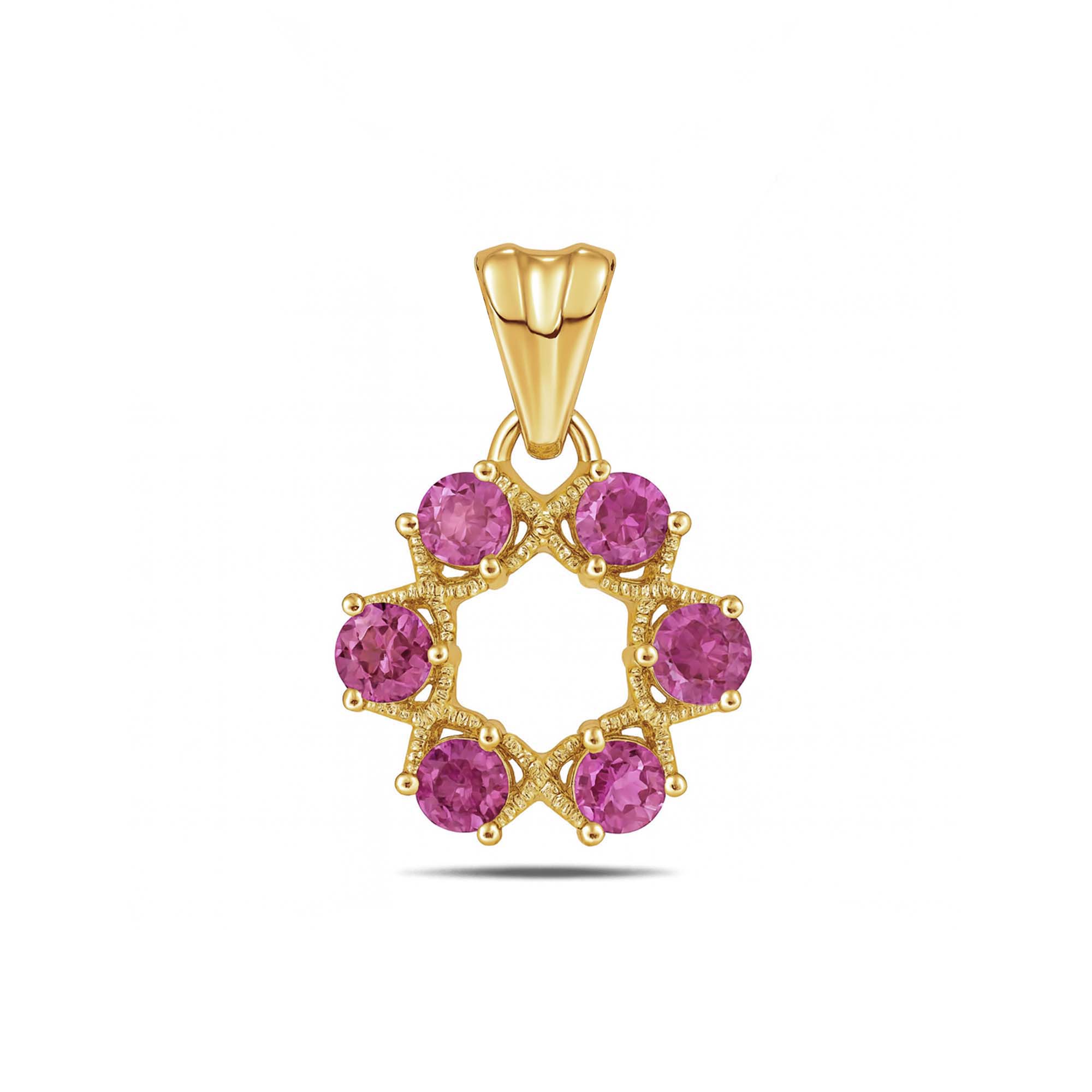 Pink Tourmaline Round Pendant with Prong Setting