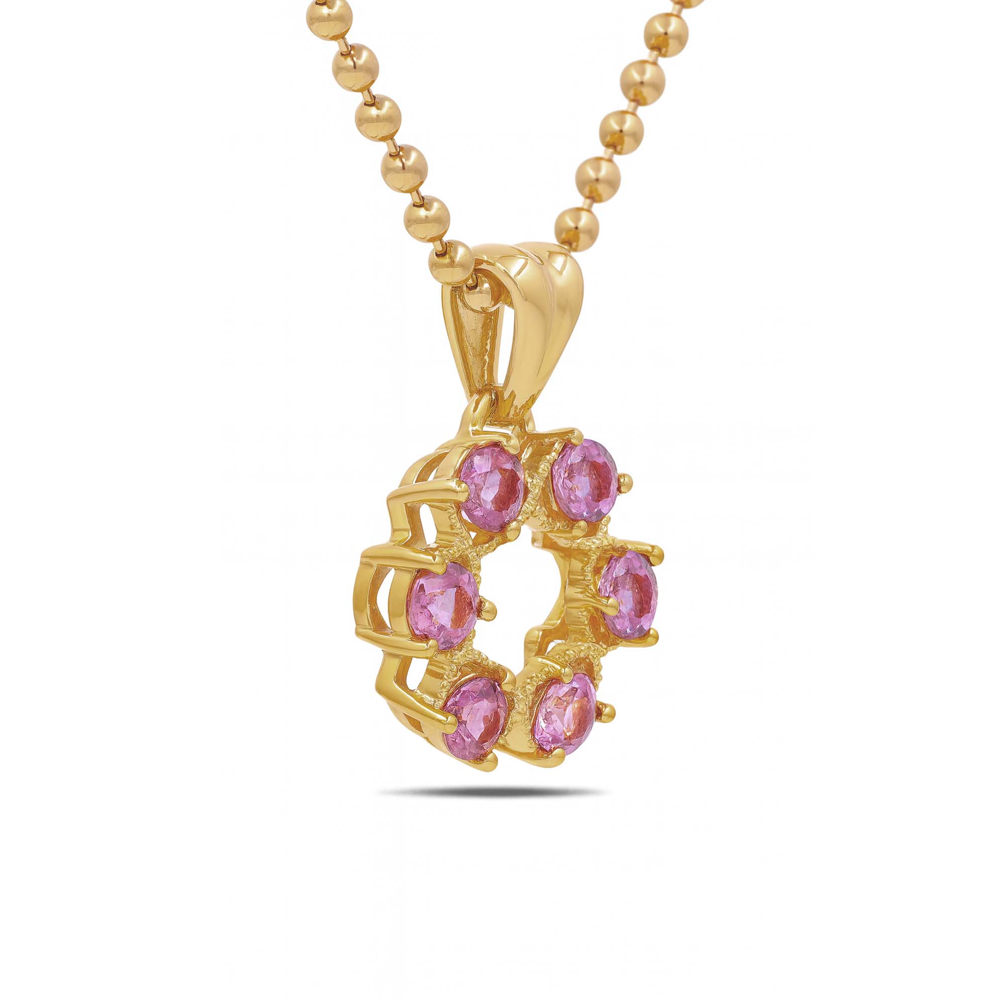 Pink Tourmaline Round Pendant with Prong Setting