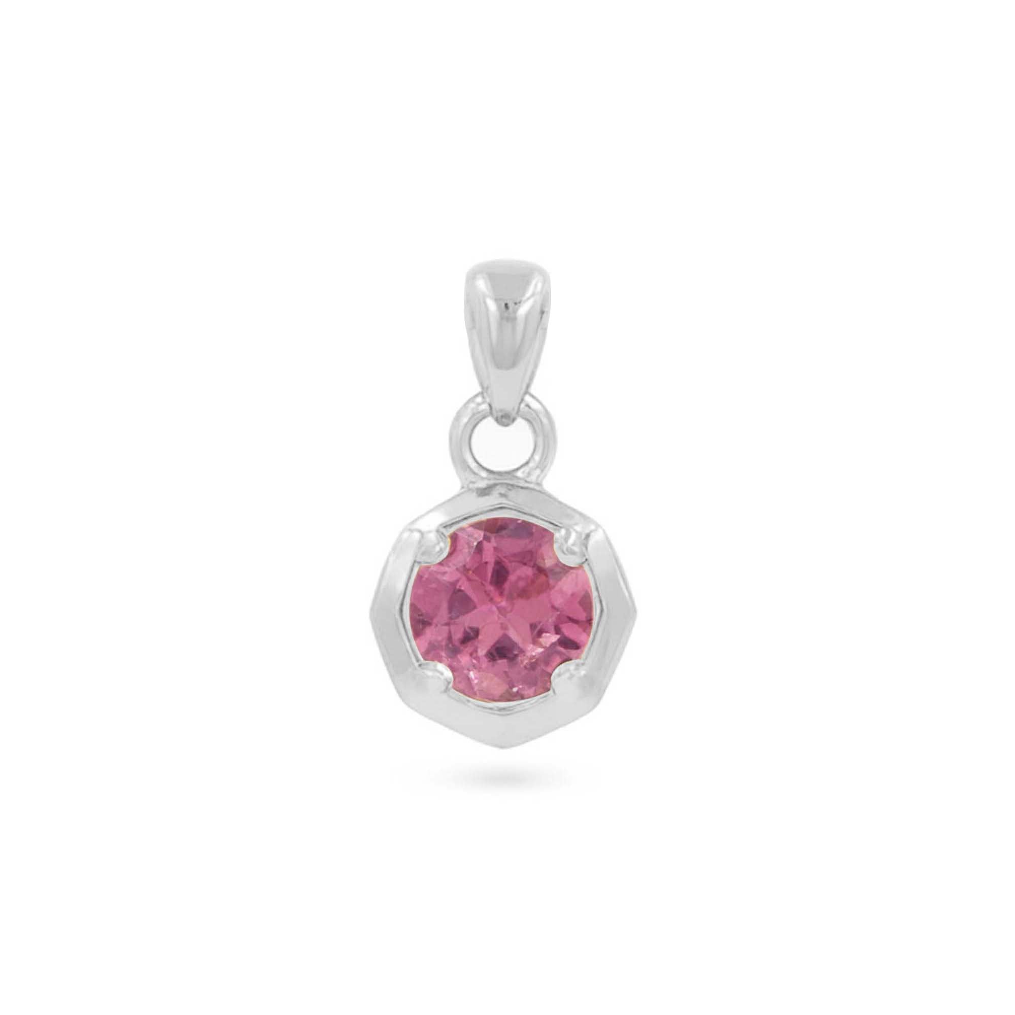 Pink Tourmaline Round Pendant with Prong Setting