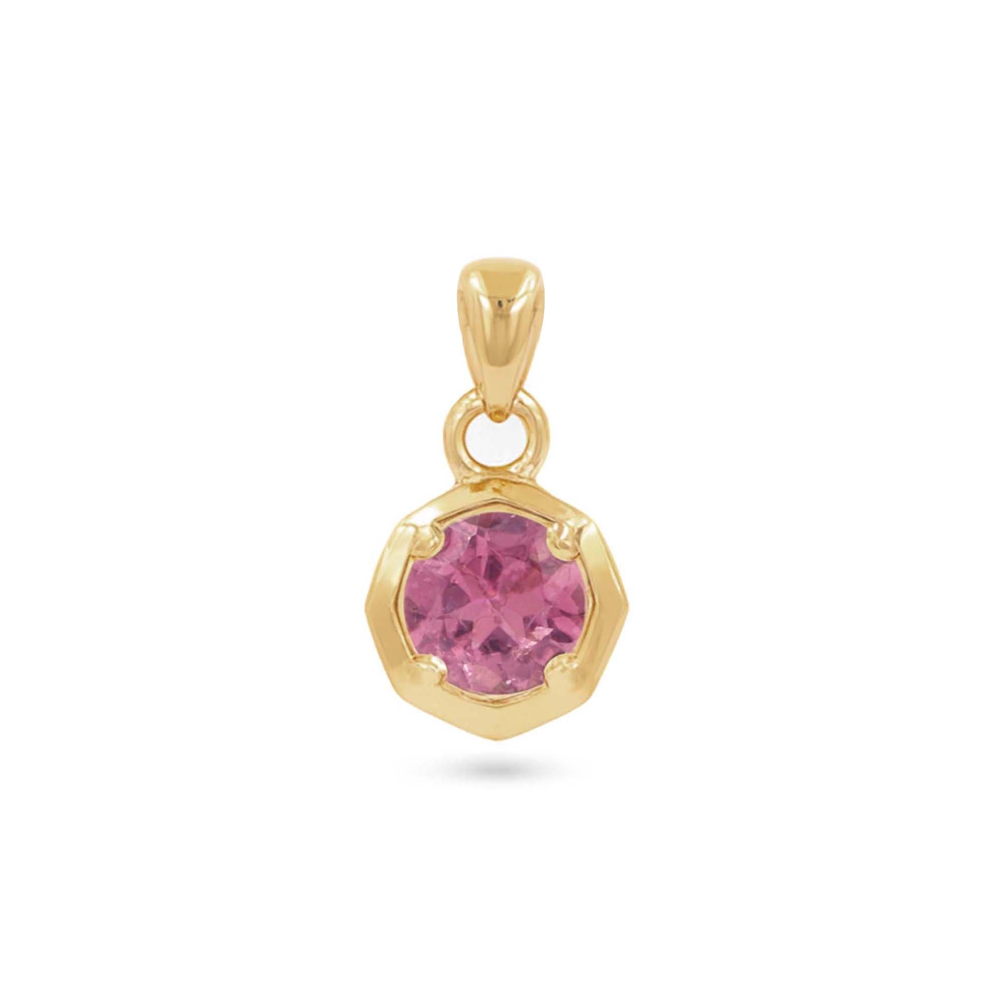 Pink Tourmaline Round Pendant with Prong Setting
