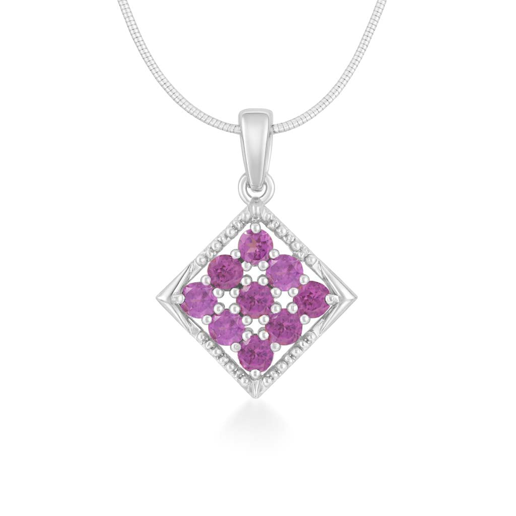 Rhodolite Garnet Round Pendant with Prong Setting