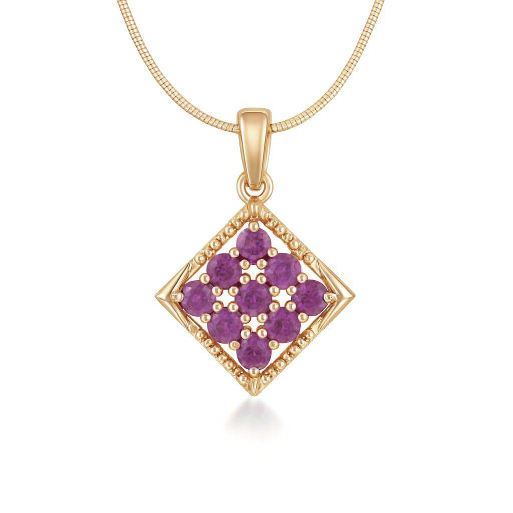 Rhodolite Garnet Round Pendant with Prong Setting