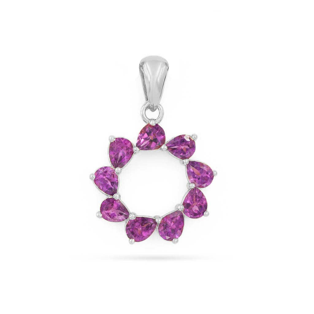 Rhodolite Garnet Pear Pendant with Prong Setting