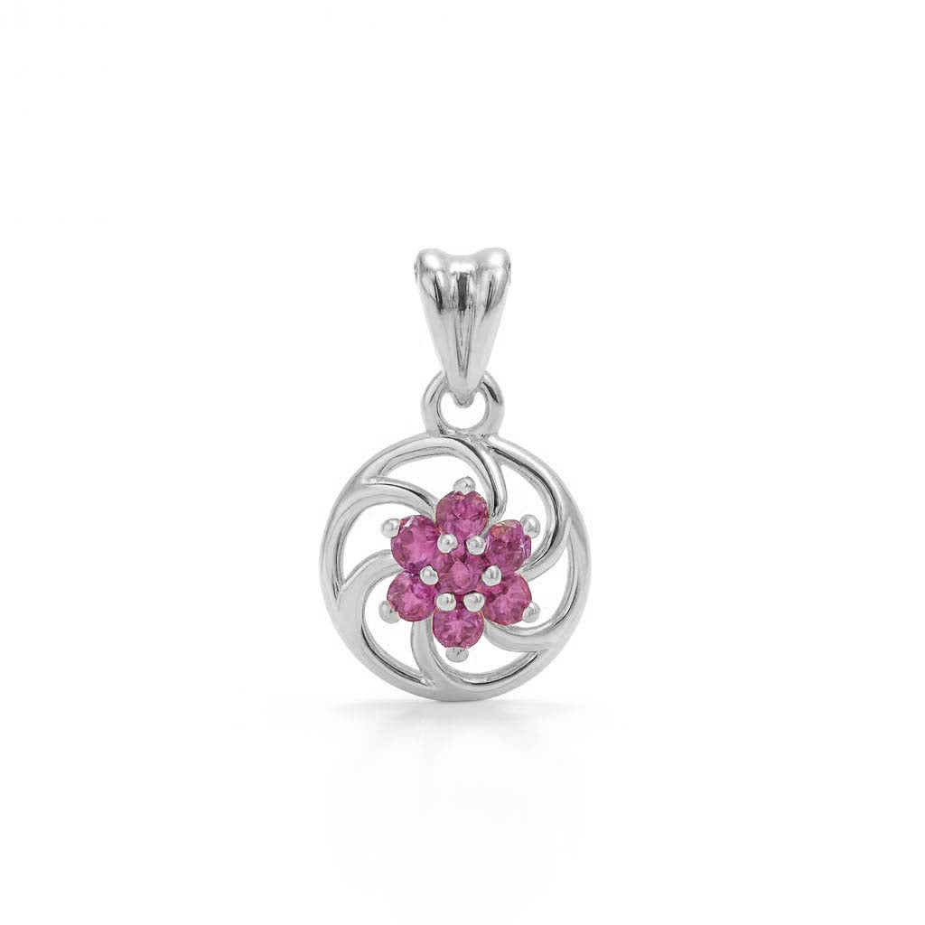 Rhodolite Garnet Round Pendant with Prong Setting