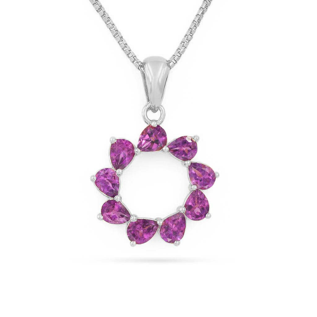 Rhodolite Garnet Pear Pendant with Prong Setting