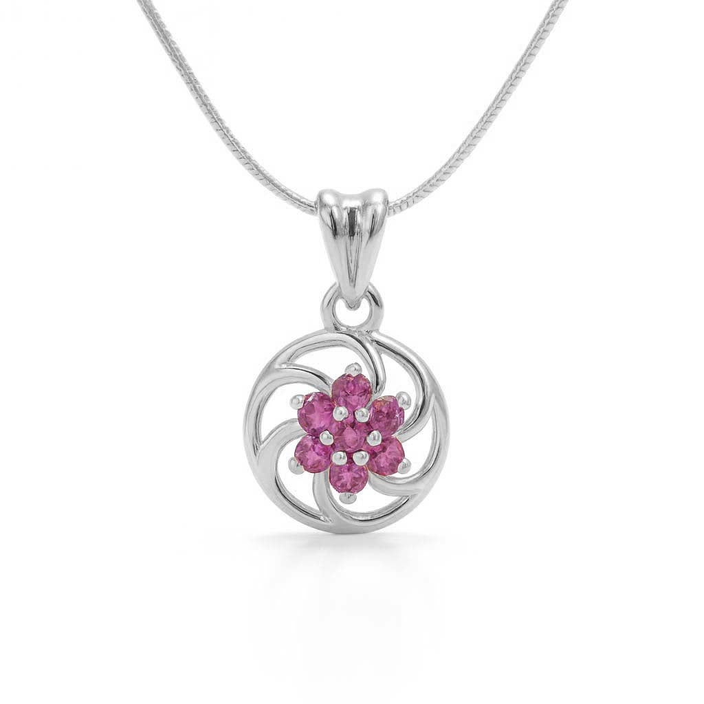 Rhodolite Garnet Round Pendant with Prong Setting