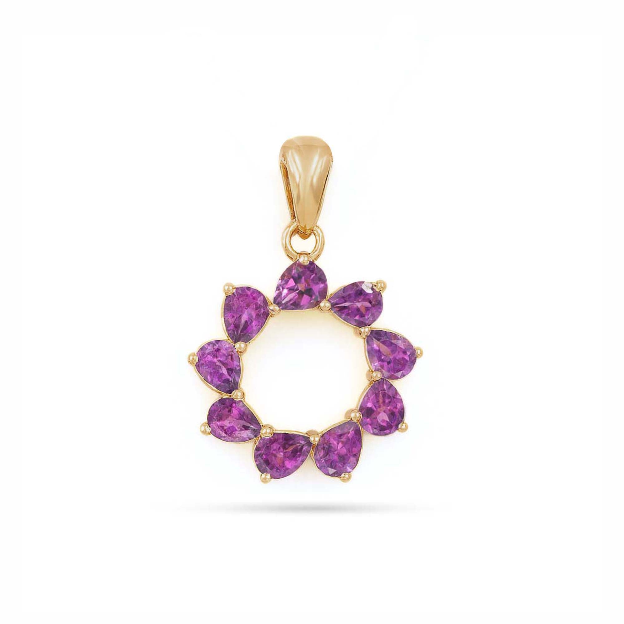 Rhodolite Garnet Pear Pendant with Prong Setting