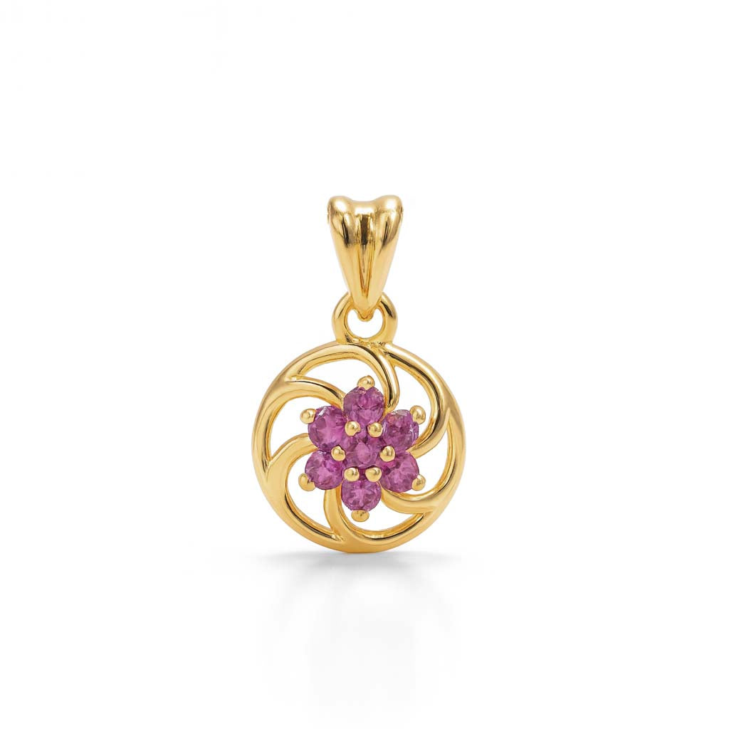 Rhodolite Garnet Round Pendant with Prong Setting