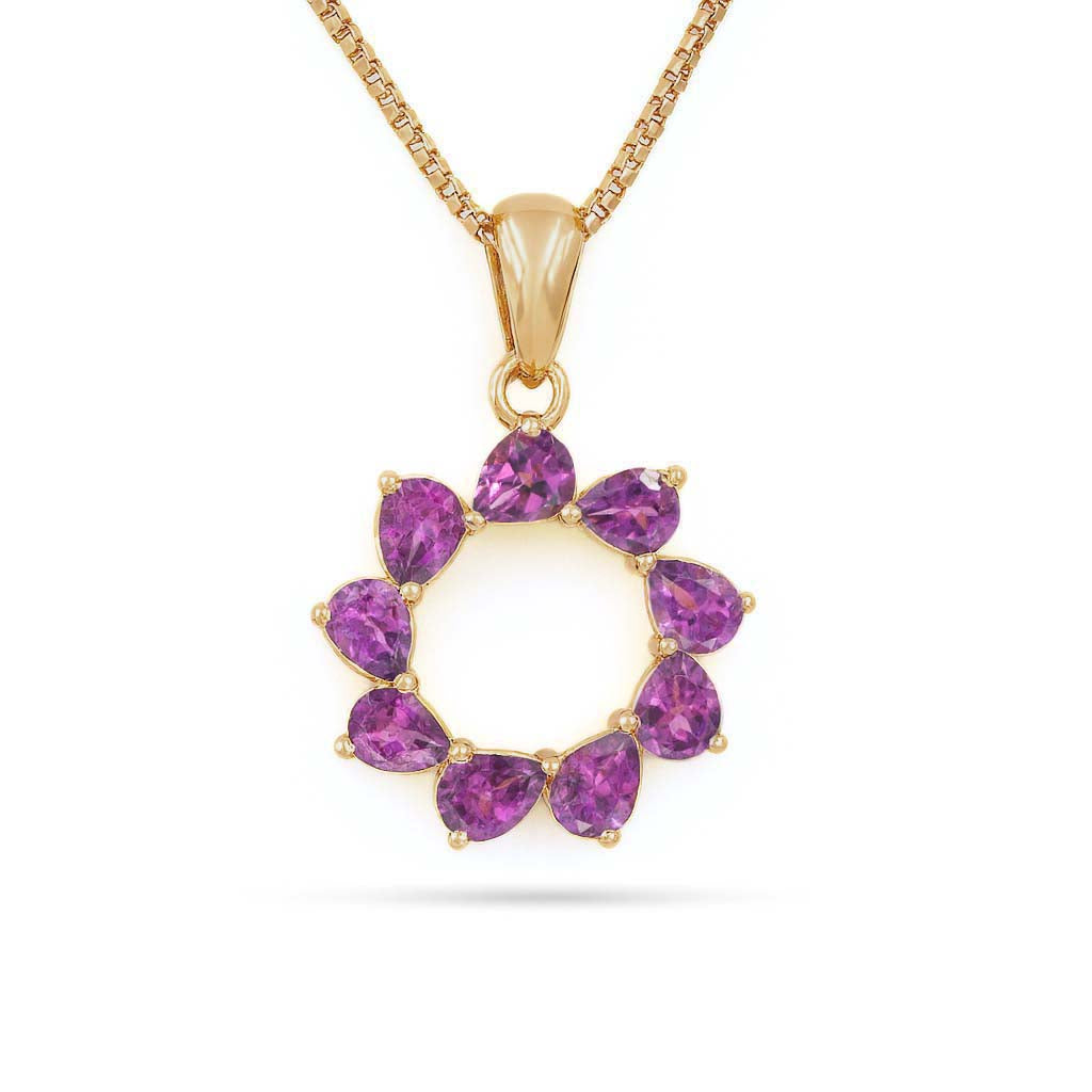 Rhodolite Garnet Pear Pendant with Prong Setting