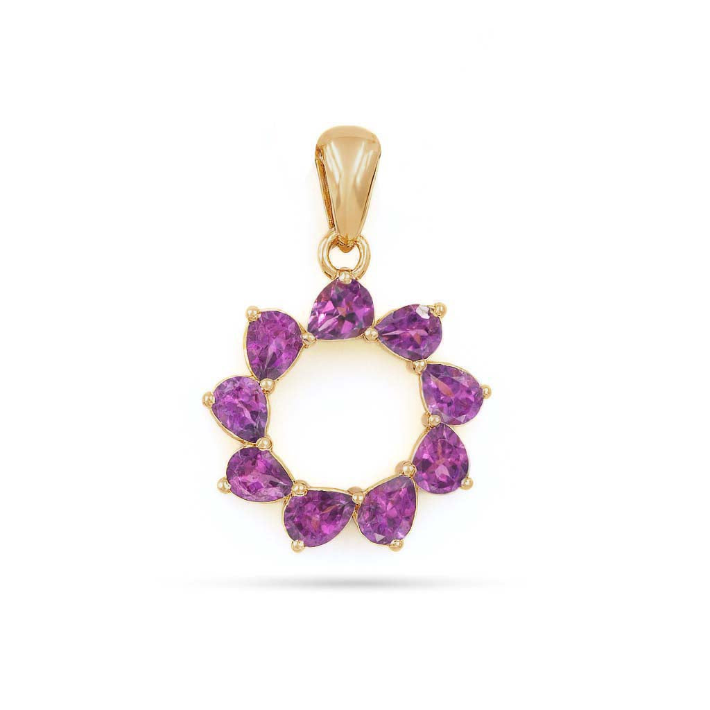 Rhodolite Garnet Pear Pendant with Prong Setting
