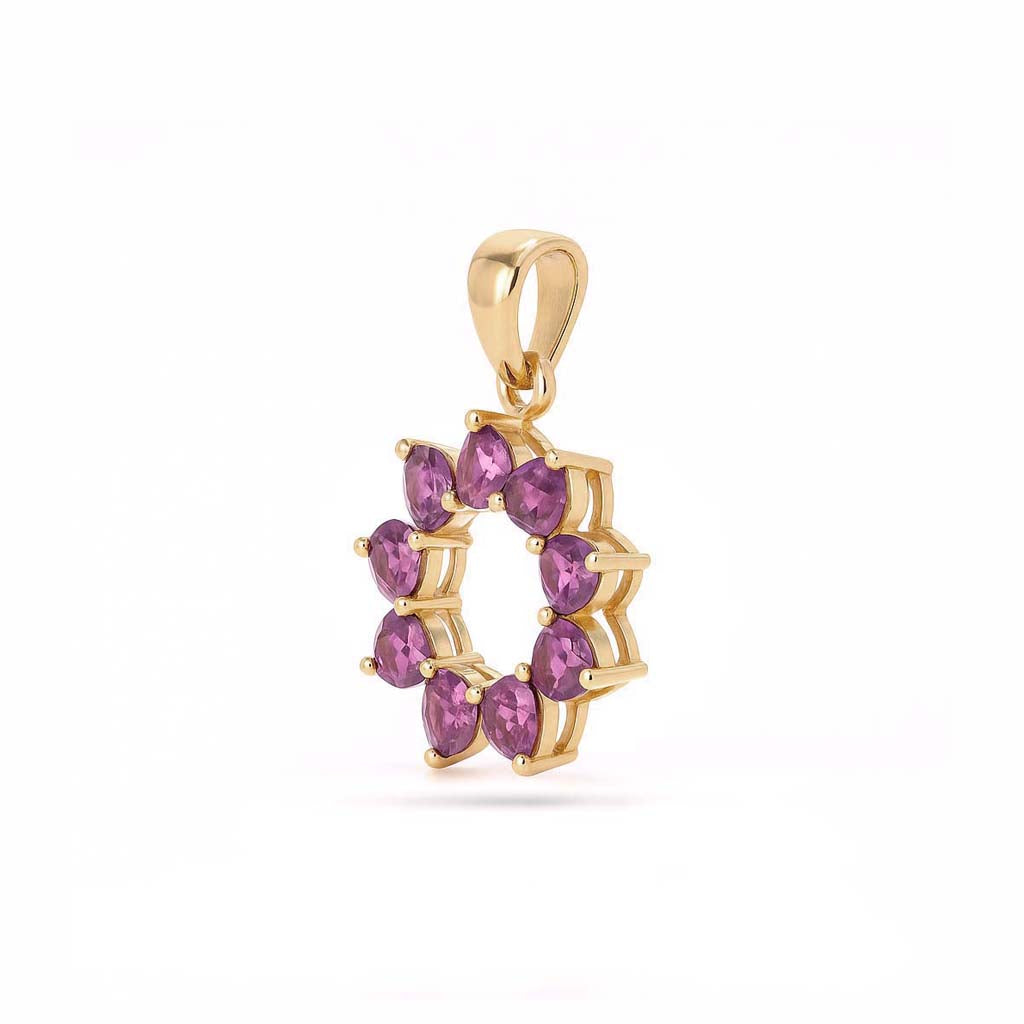 Rhodolite Garnet Pear Pendant with Prong Setting