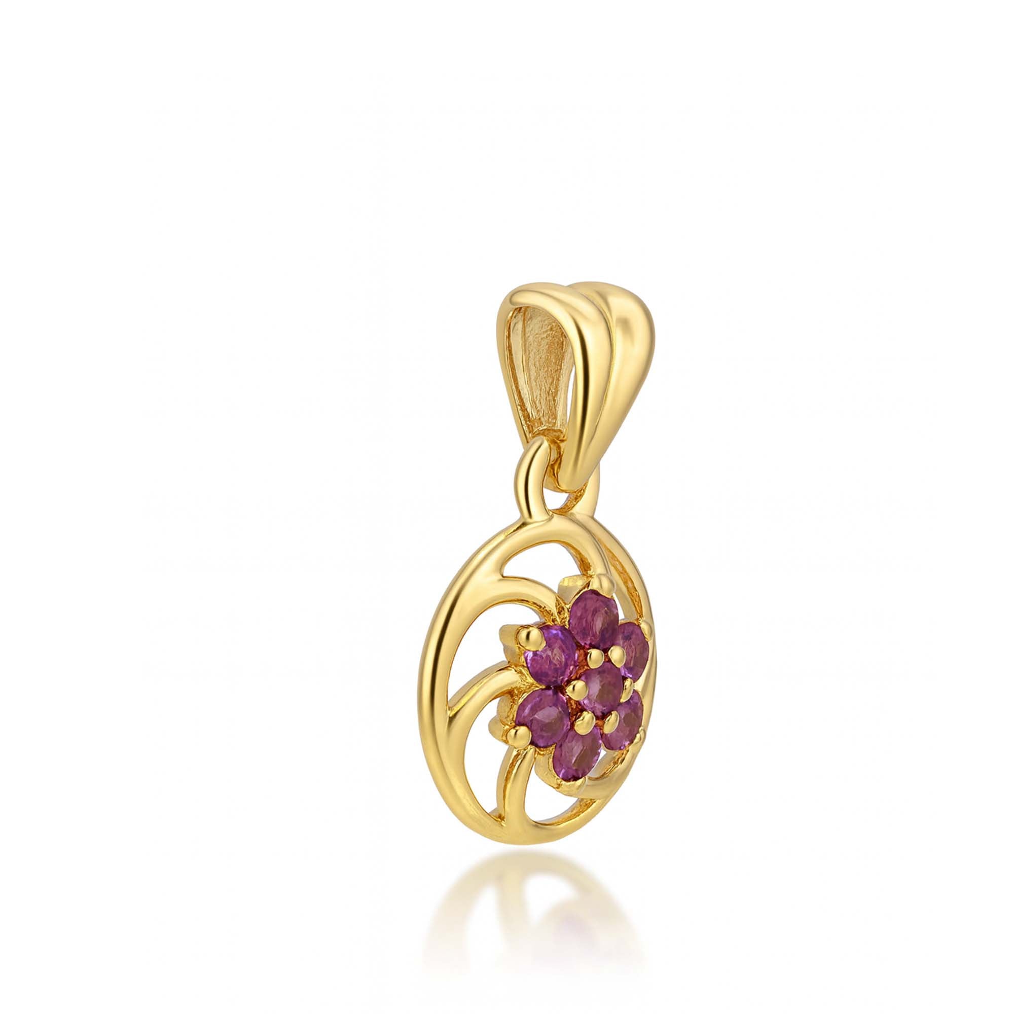 Rhodolite Garnet Round Pendant with Prong Setting