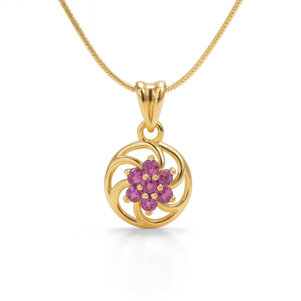 Rhodolite Garnet Round Pendant with Prong Setting