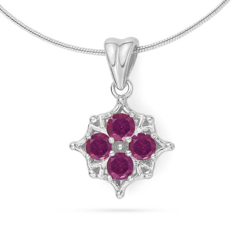 Rhodolite Garnet Round Pendant with Prong Setting