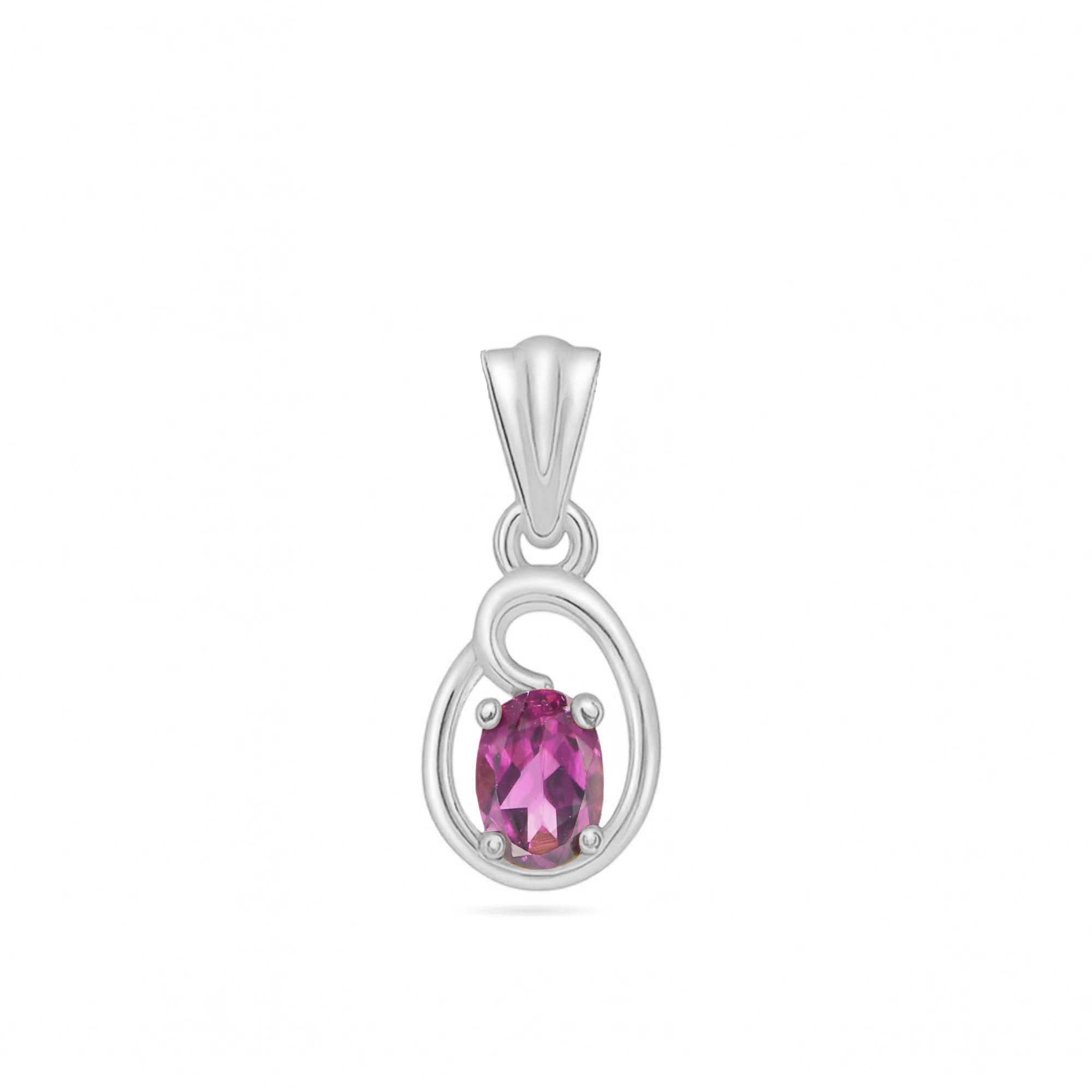 Rhodolite Garnet Oval Pendant with Prong Setting