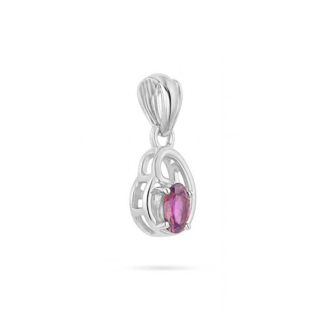 Rhodolite Garnet Oval Pendant with Prong Setting