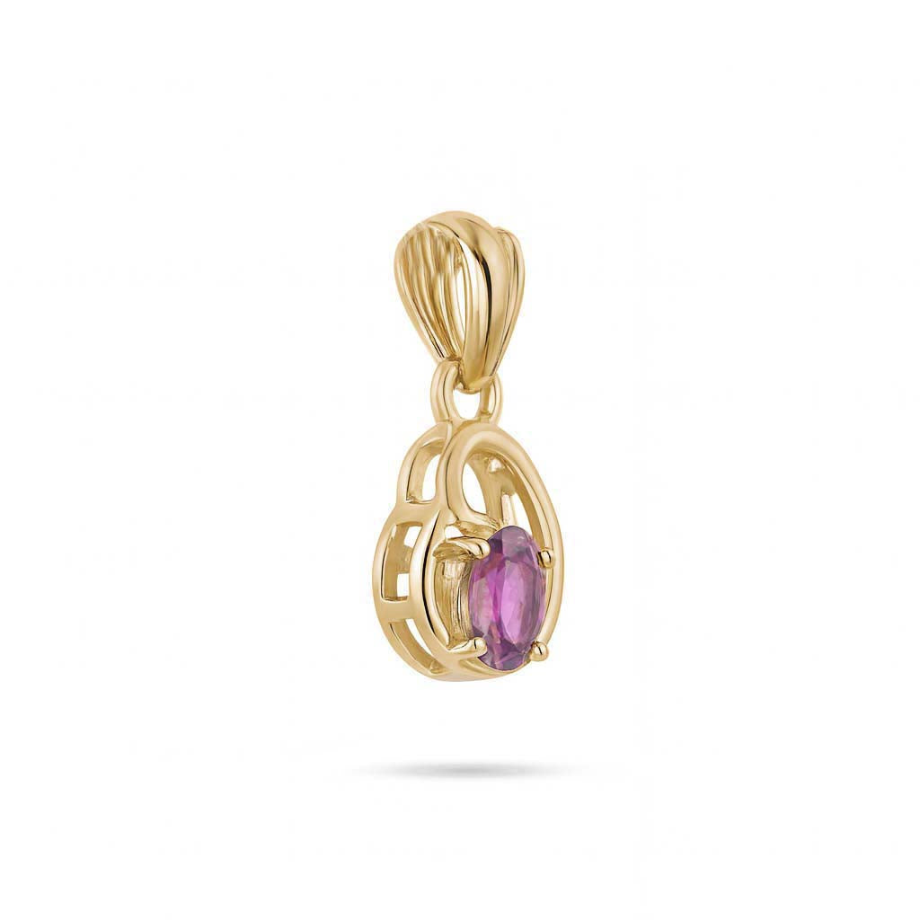 Rhodolite Garnet Oval Pendant with Prong Setting