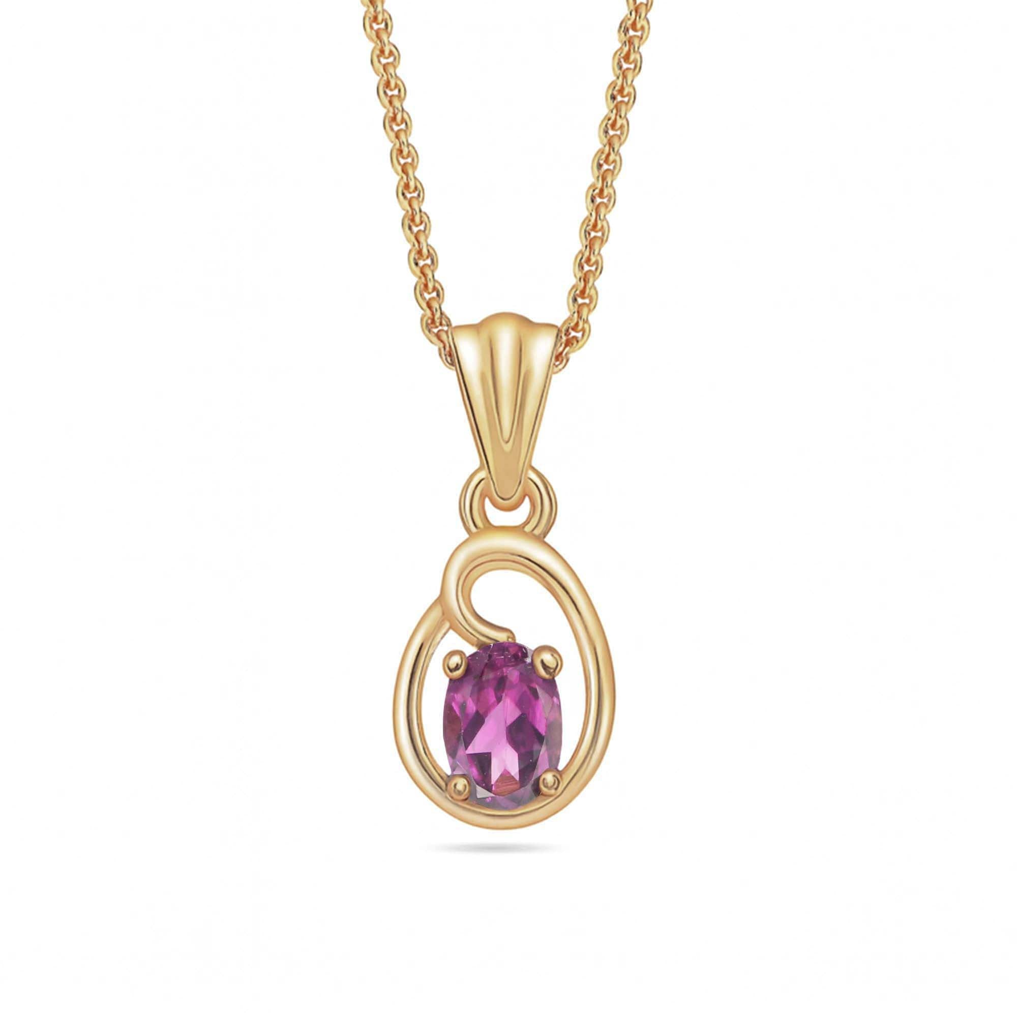 Rhodolite Garnet Oval Pendant with Prong Setting