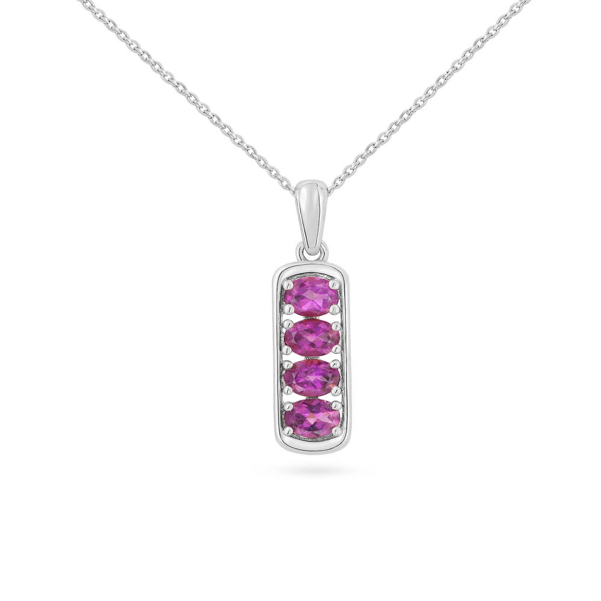 Rhodolite Garnet Oval Pendant with Prong Setting