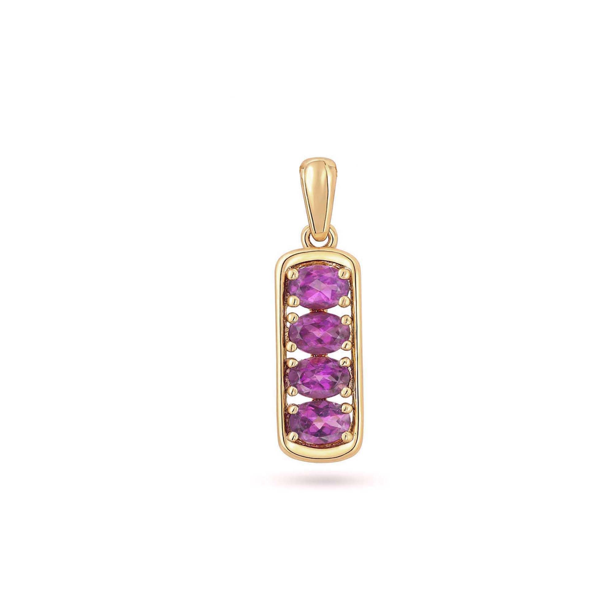 Rhodolite Garnet Oval Pendant with Prong Setting