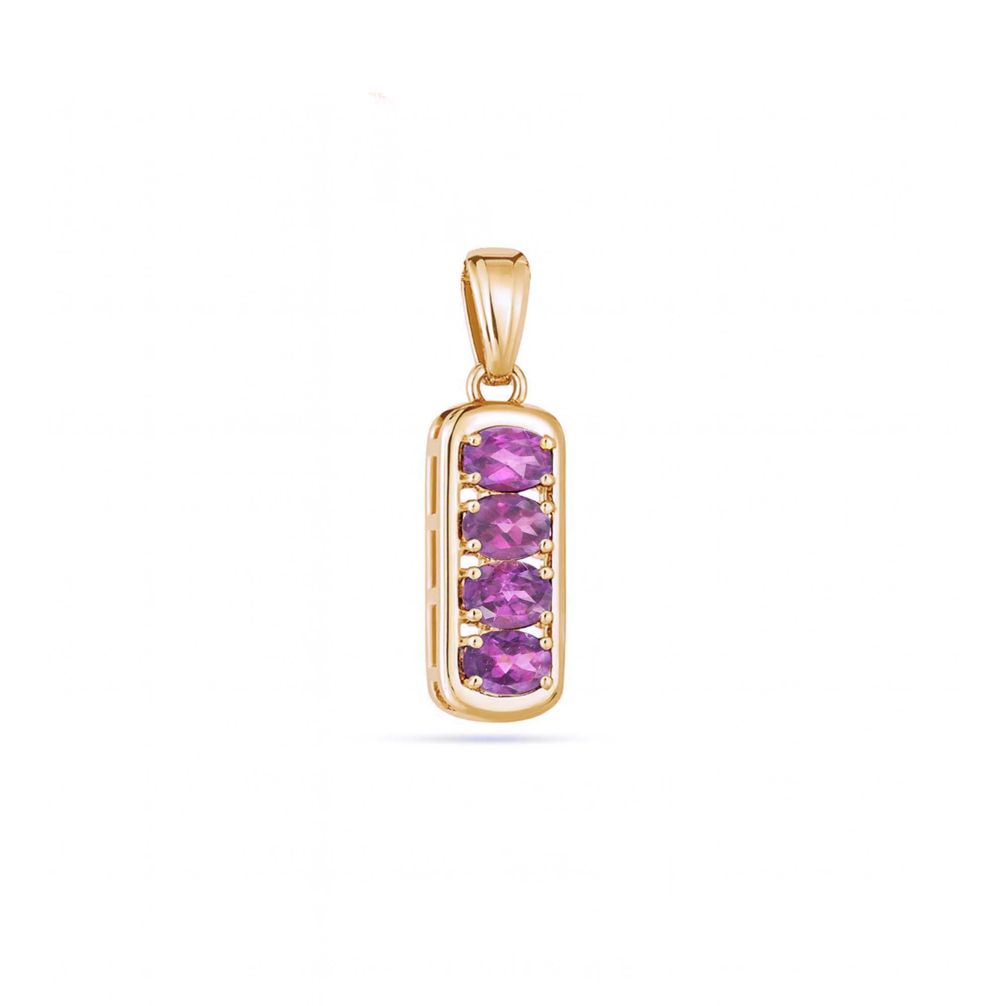 Rhodolite Garnet Oval Pendant with Prong Setting